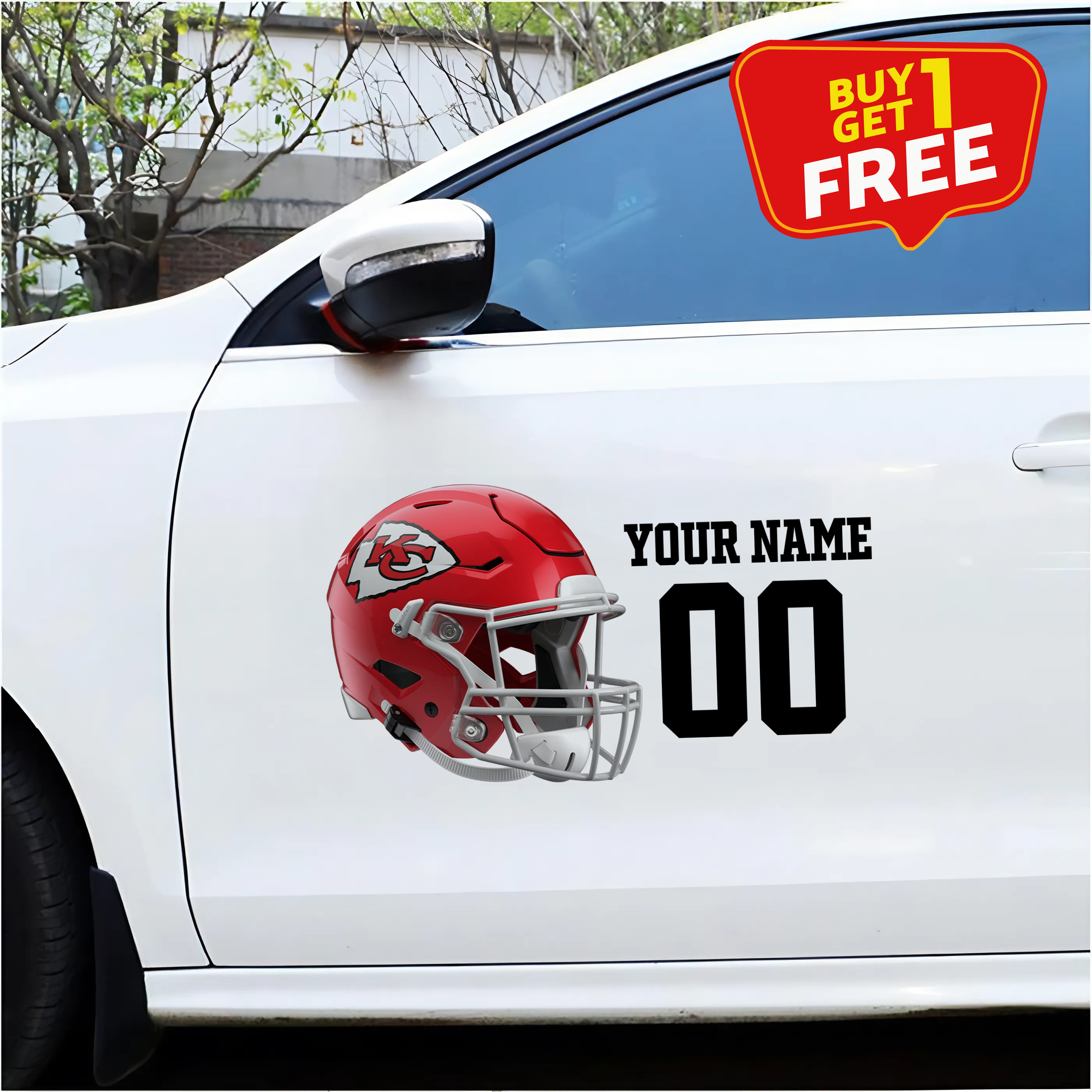 Kansas City Chiefs Car Sticker Custom Name - Number PT66454