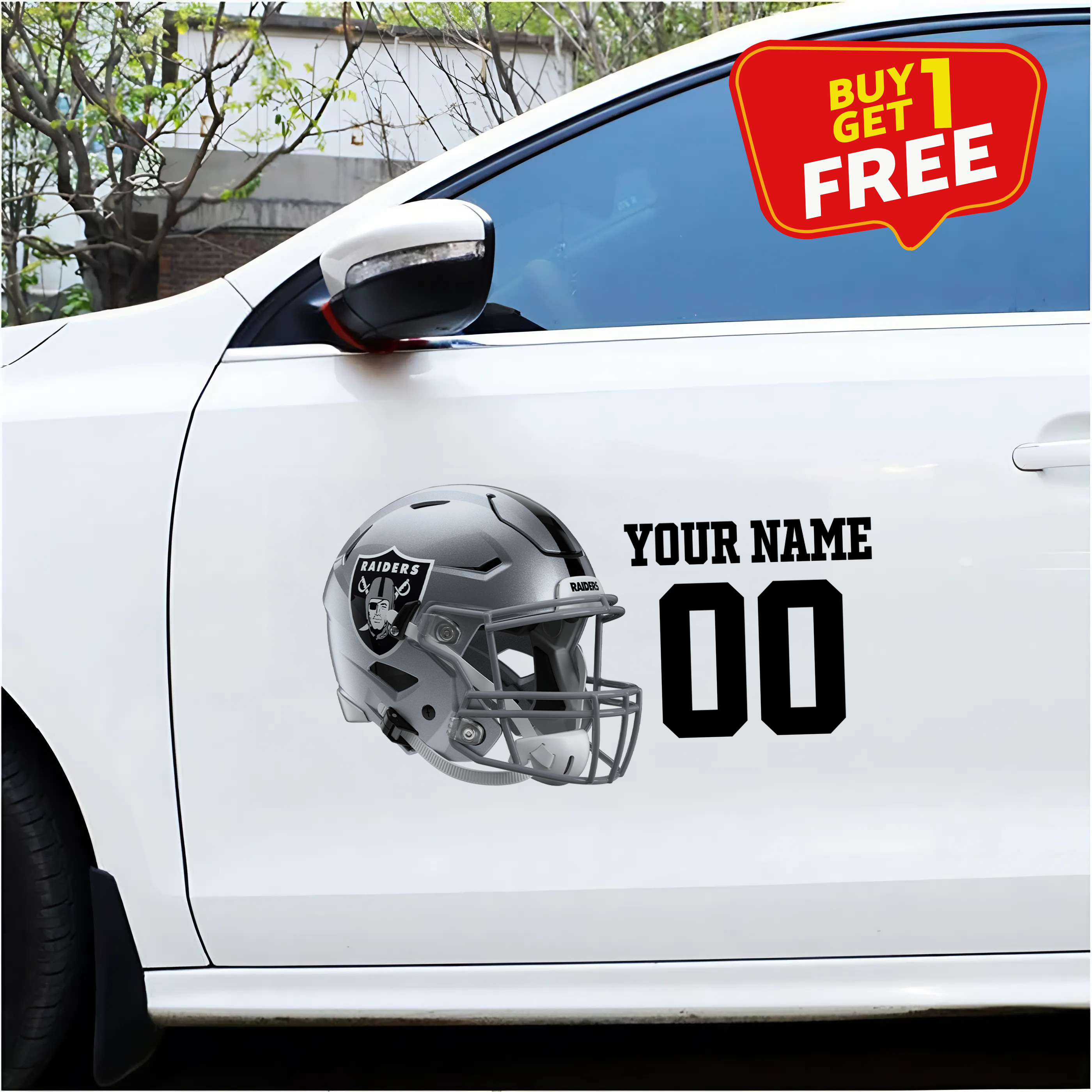 Las Vegas Raiders Car Sticker Custom Name - Number PT66455