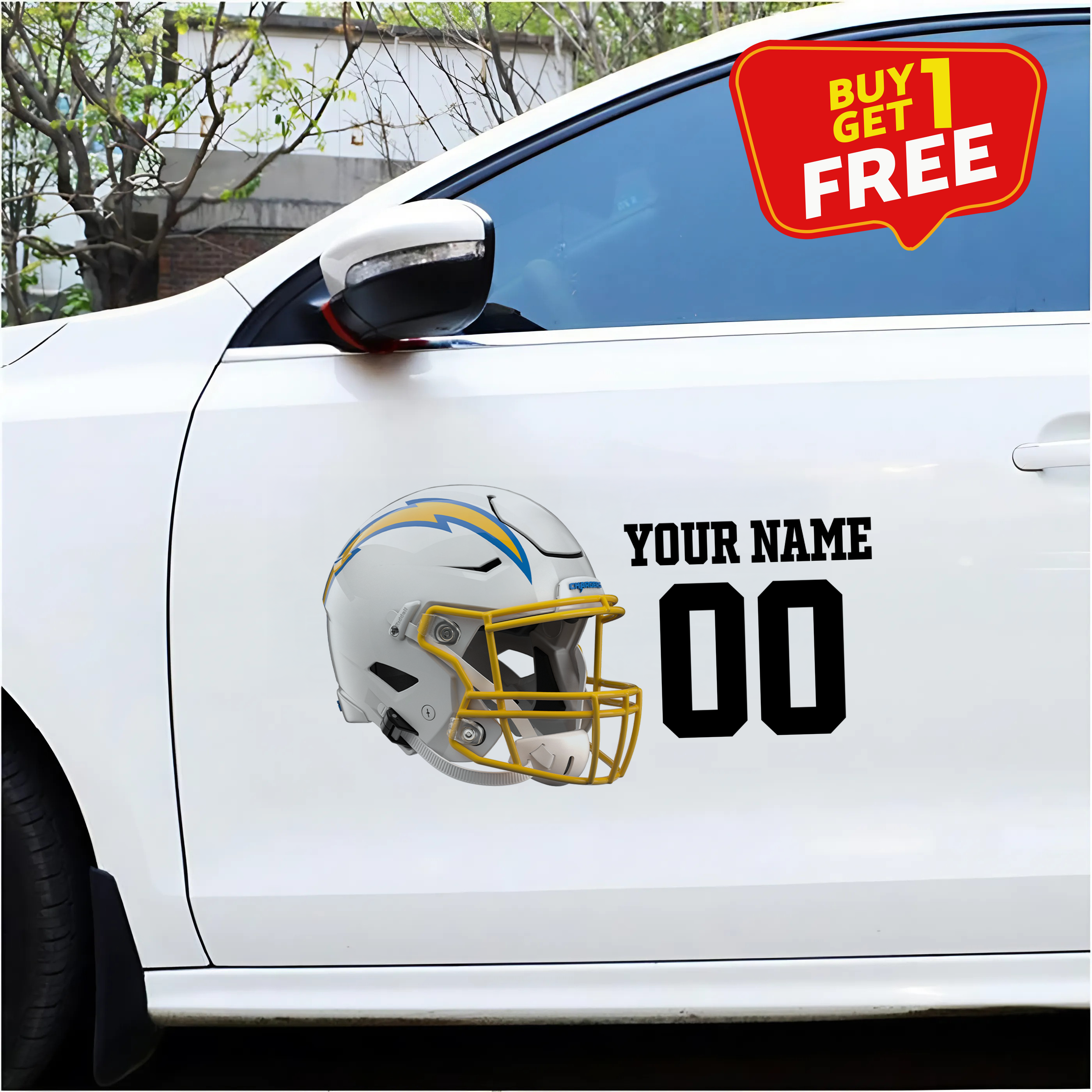 Los Angeles Chargers Car Sticker Custom Name - Number PT66456
