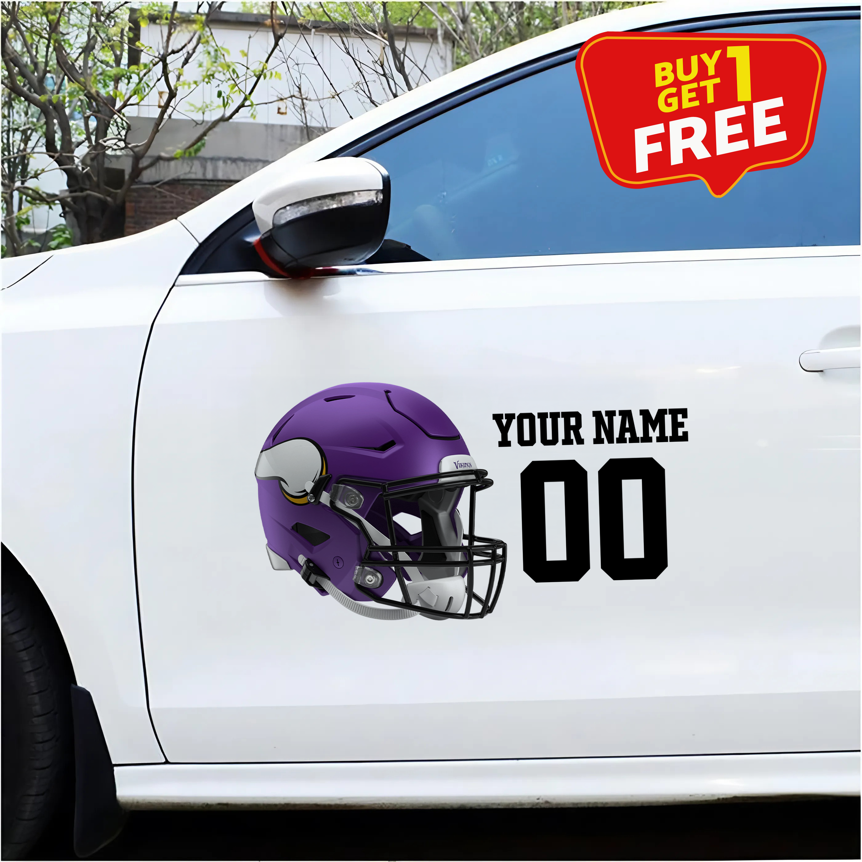 Minnesota Vikings Car Sticker Custom Name - Number PT66459