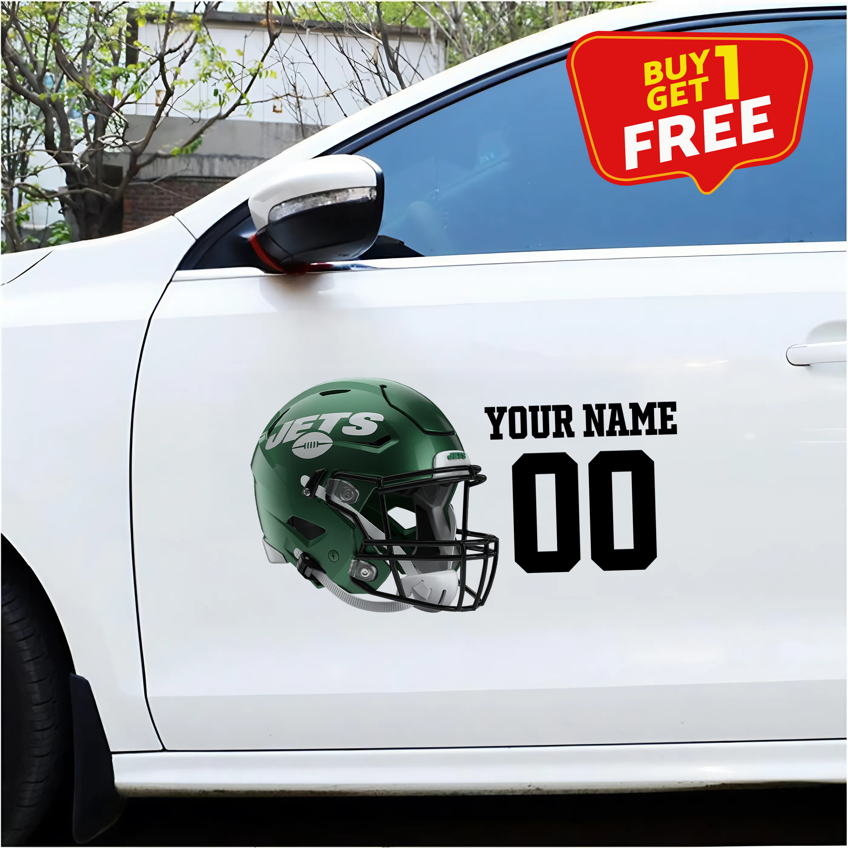 New York Jets Car Sticker Custom Name - Number PT66463
