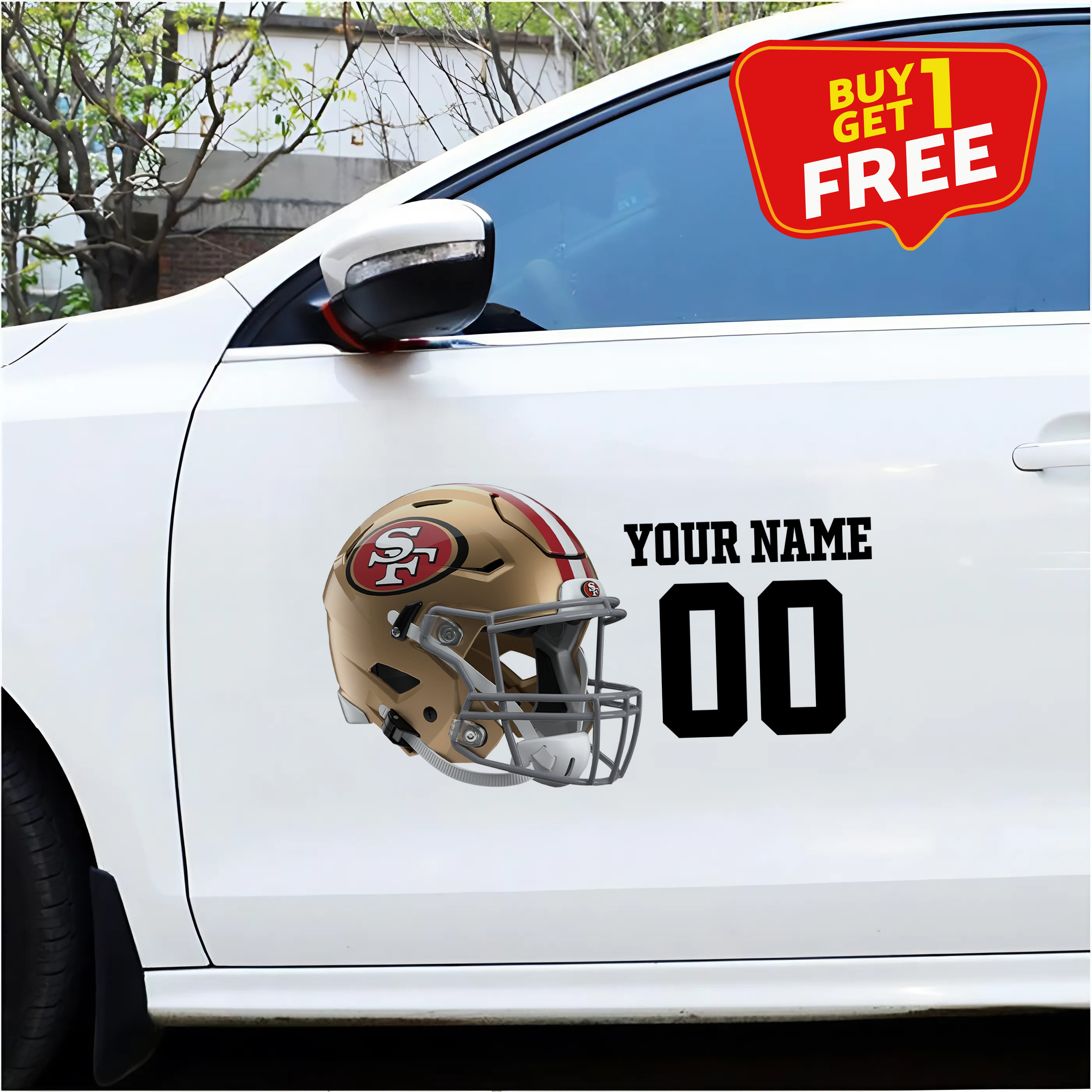 San Francisco 49ers Car Sticker Custom Name - Number PT66466