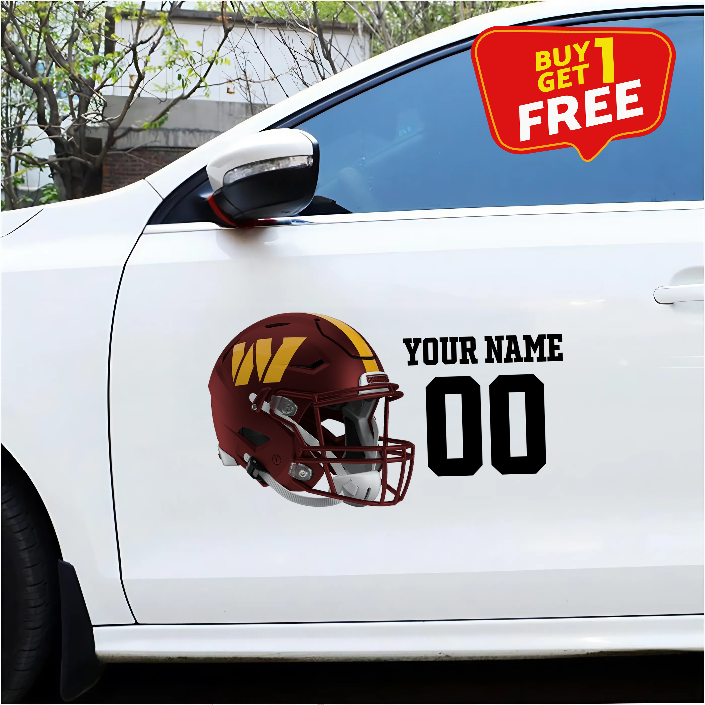 Washington Commanders Car Sticker Custom Name - Number PT66470
