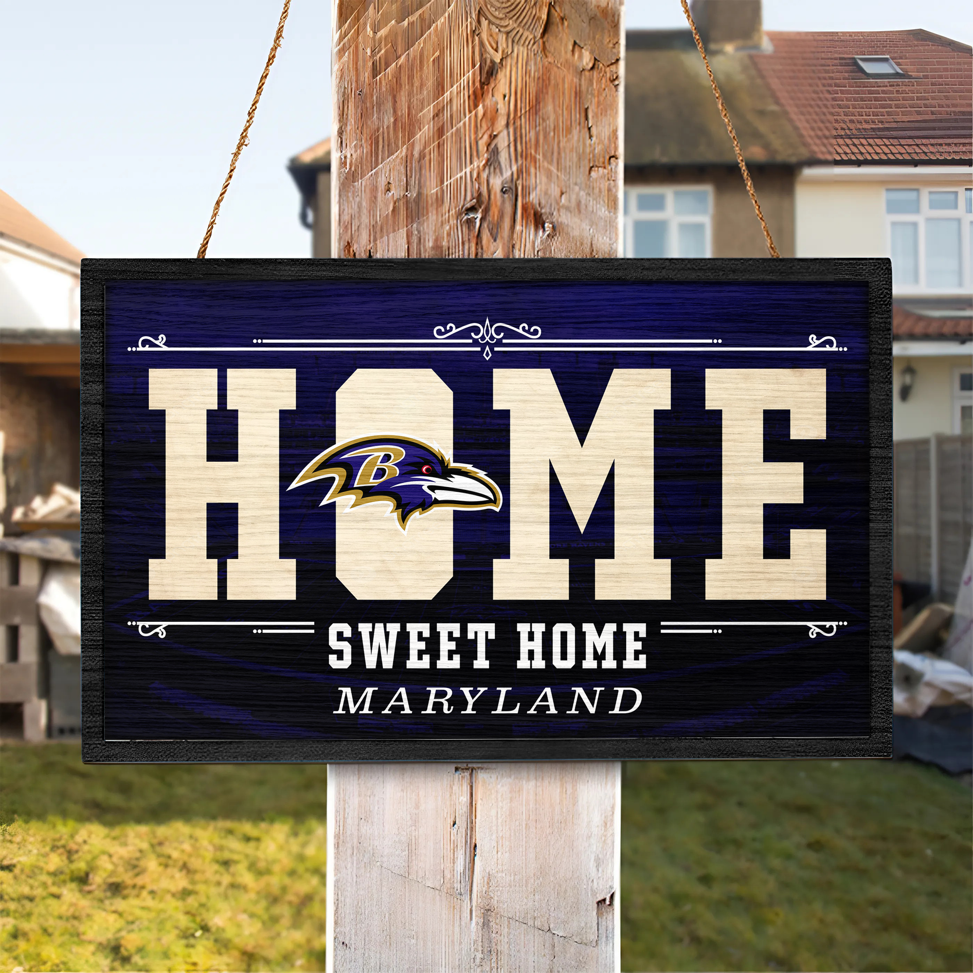 Baltimore Ravens Rectangle Wood Sign PT66670