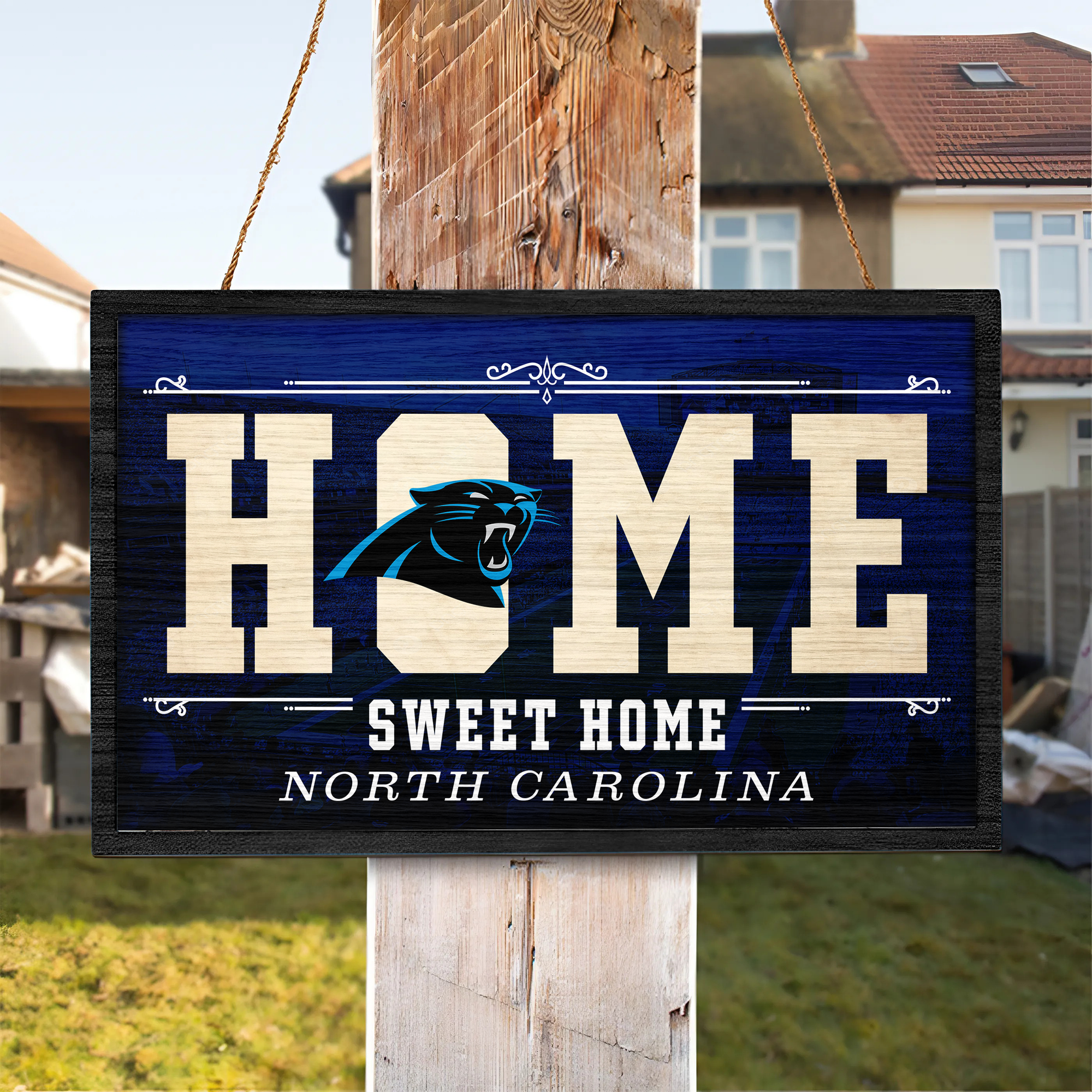 Carolina Panthers Rectangle Wood Sign PT66672
