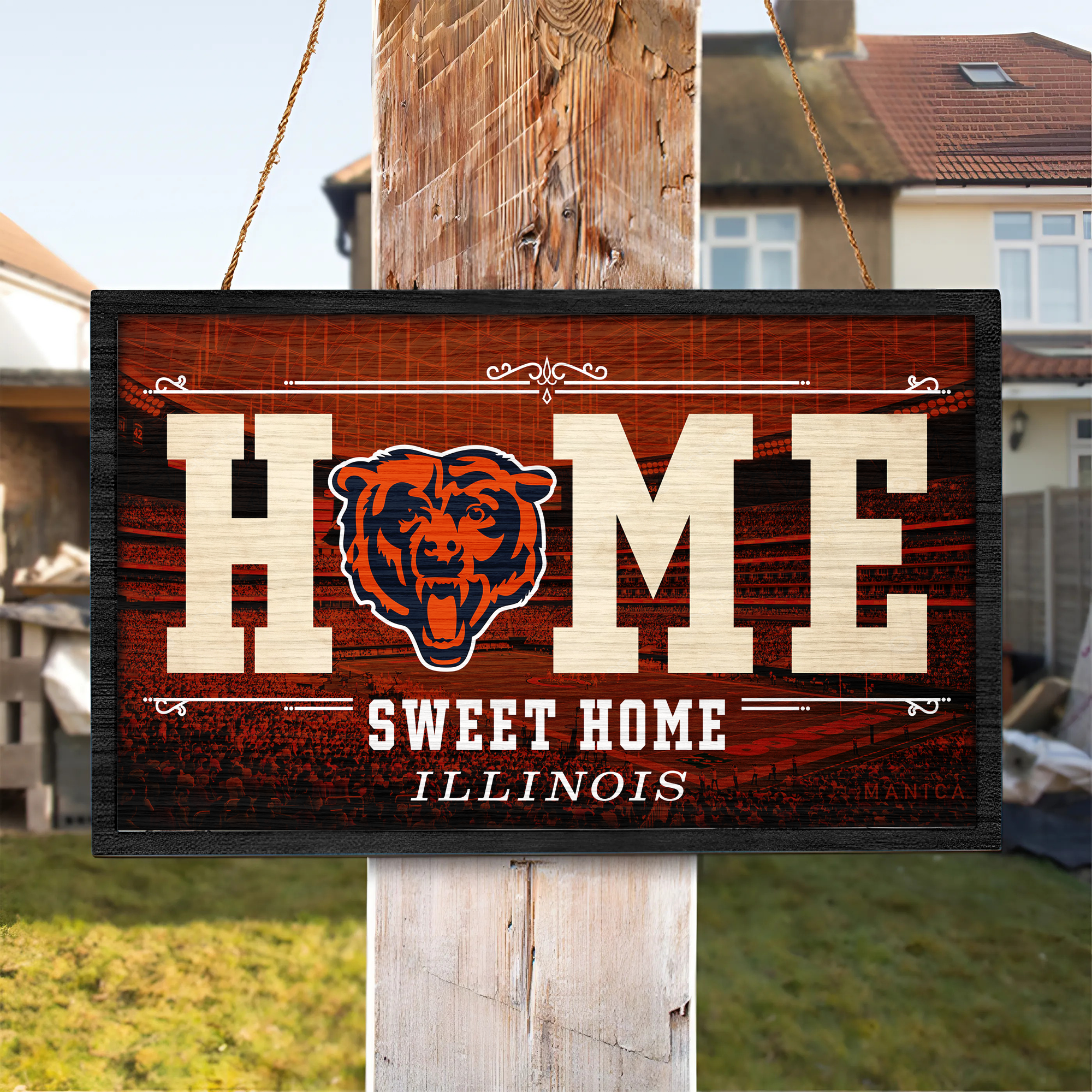 Chicago Bears Rectangle Wood Sign PT66673
