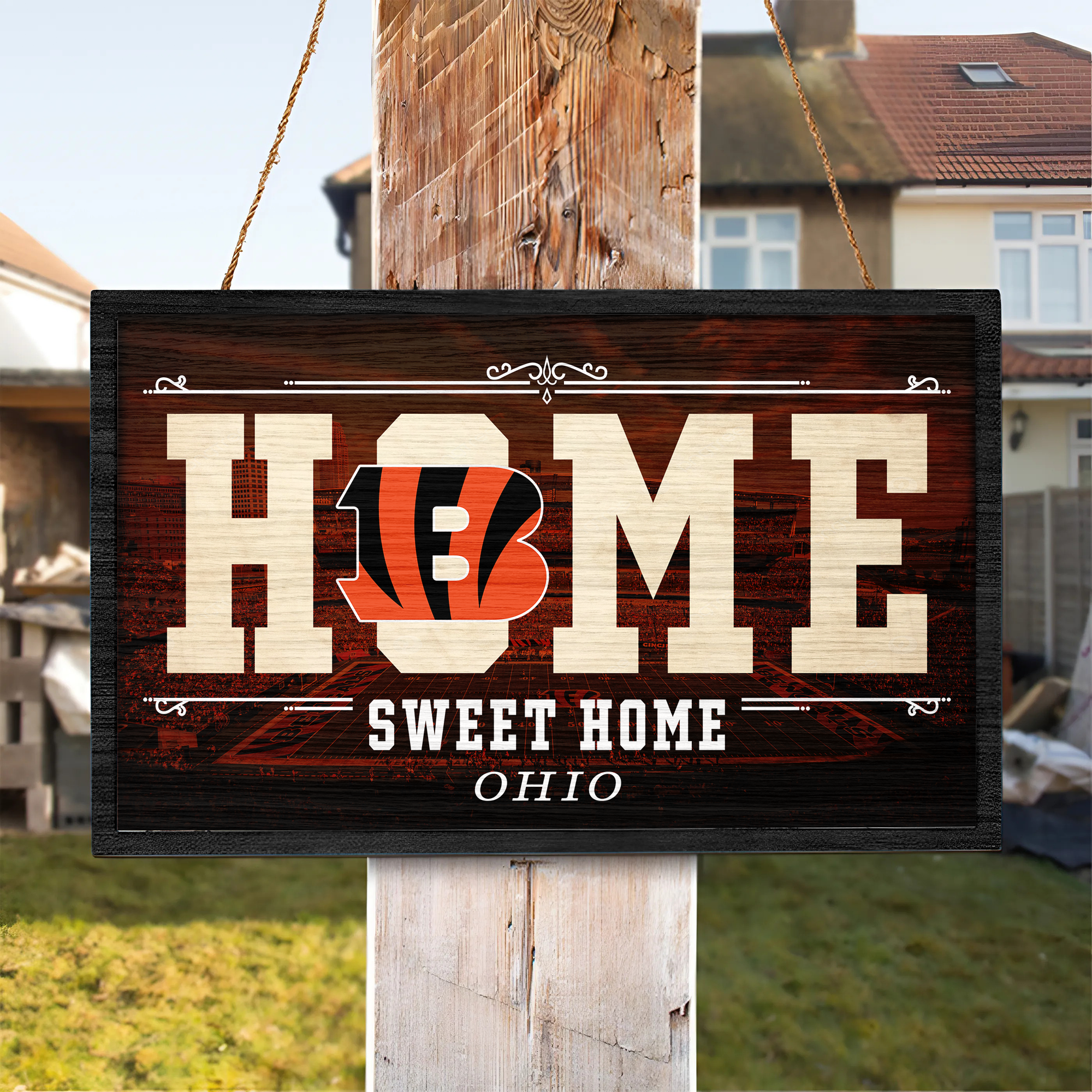 Cincinnati Bengals Rectangle Wood Sign PT66674