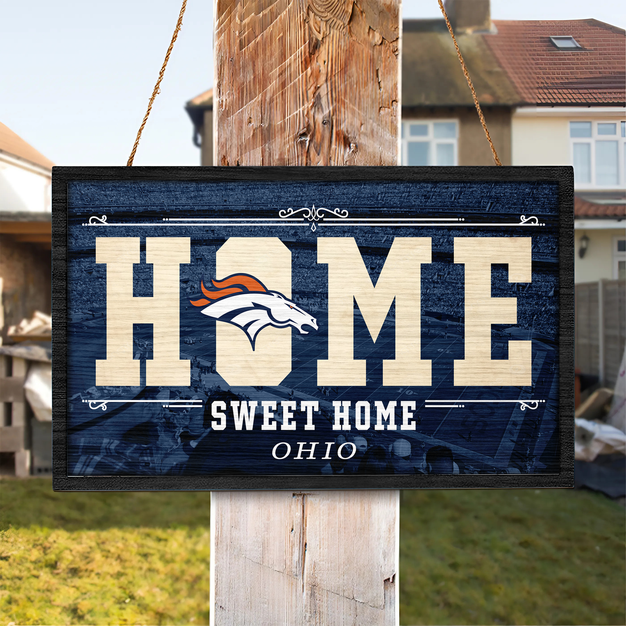 Denver Broncos Rectangle Wood Sign PT66678