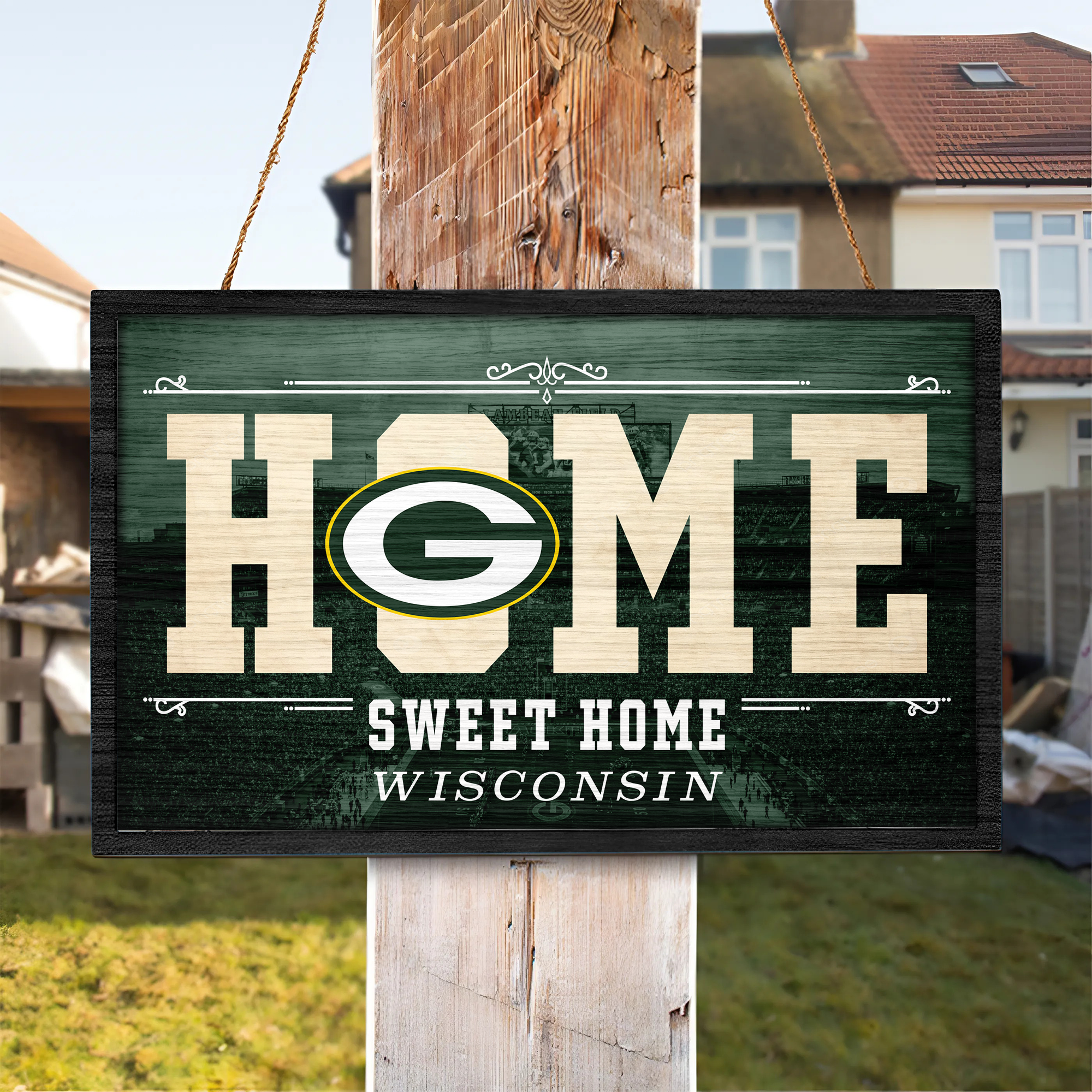 Green Bay Packers Rectangle Wood Sign PT66681