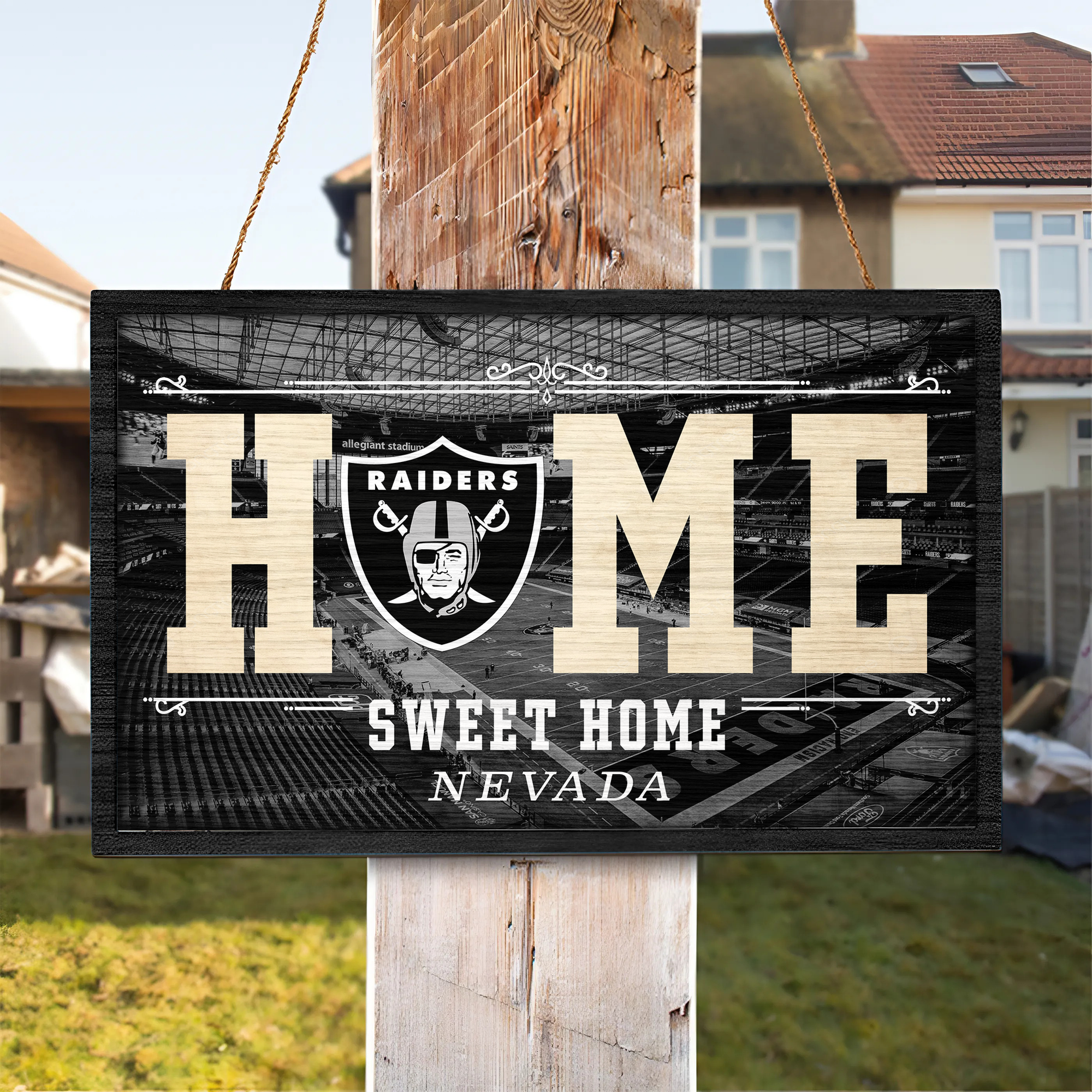 Las Vegas Raiders Rectangle Wood Sign PT66686