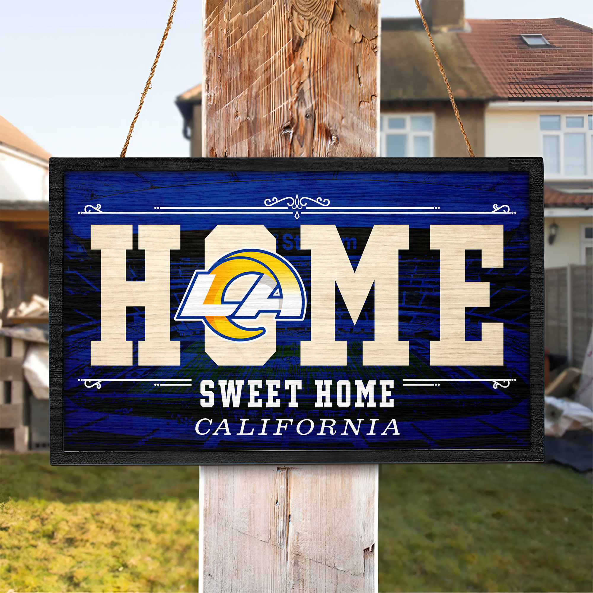 Los Angeles Rams Rectangle Wood Sign PT66688