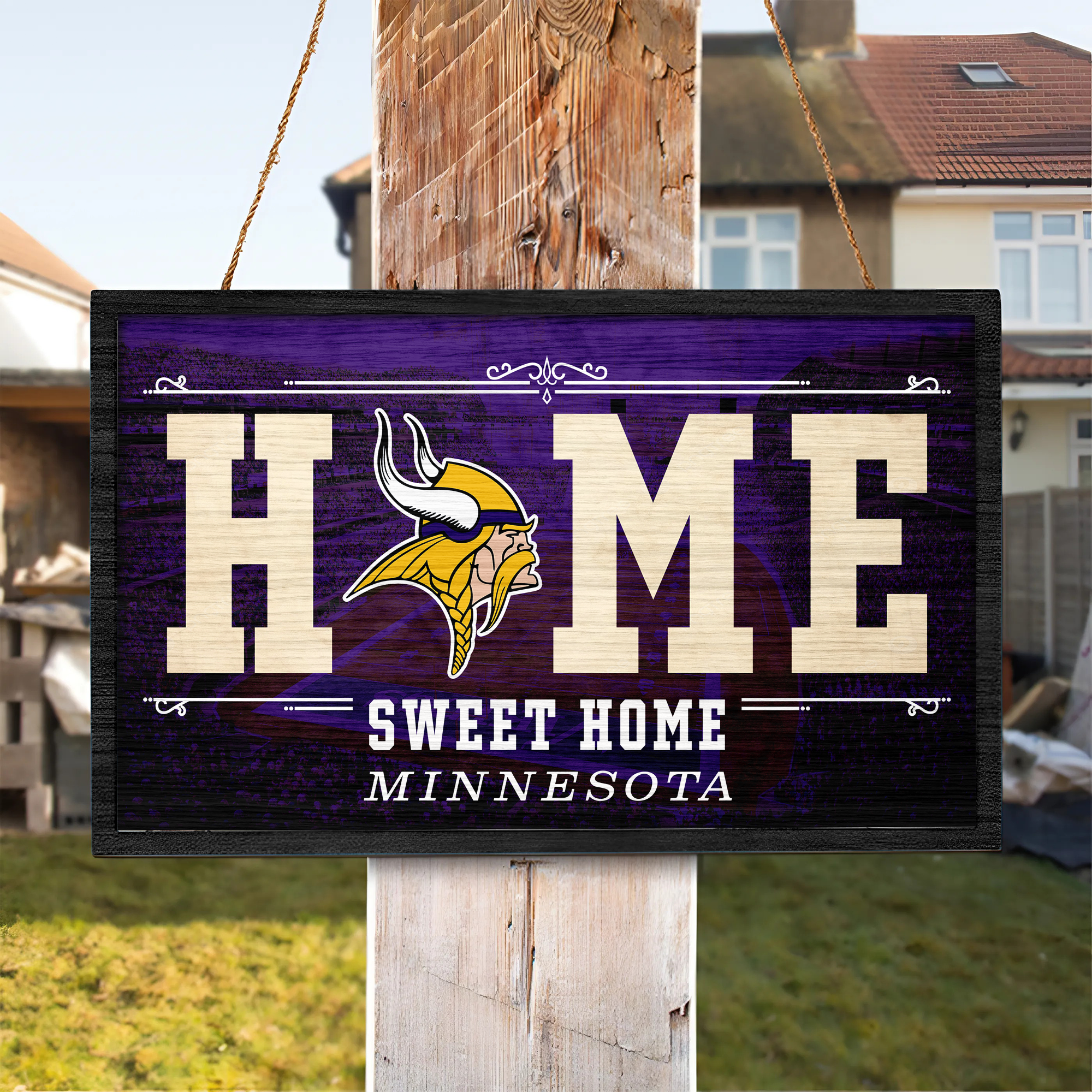 Minnesota Vikings Rectangle Wood Sign PT66691