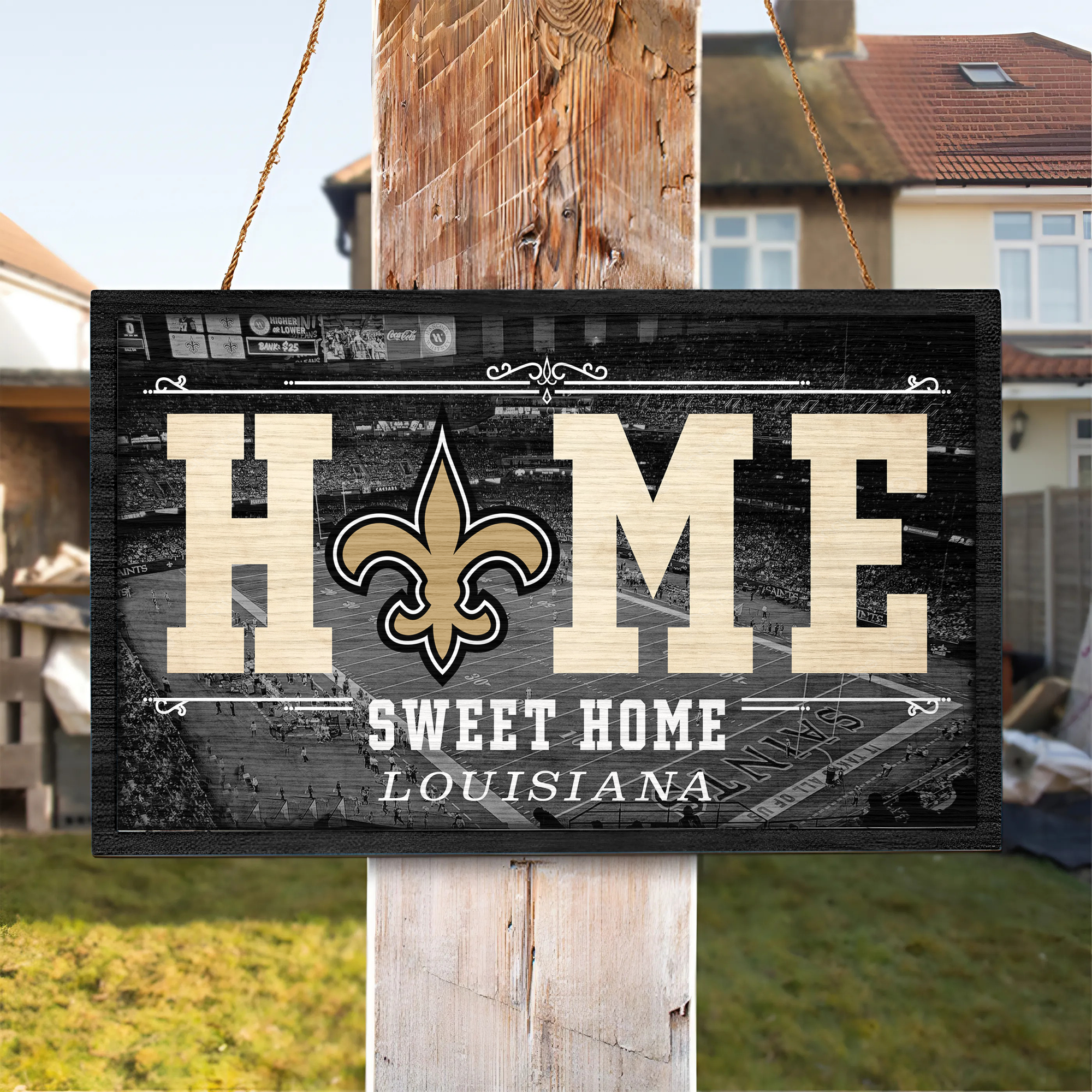 New Orleans Saints Rectangle Wood Sign PT66693