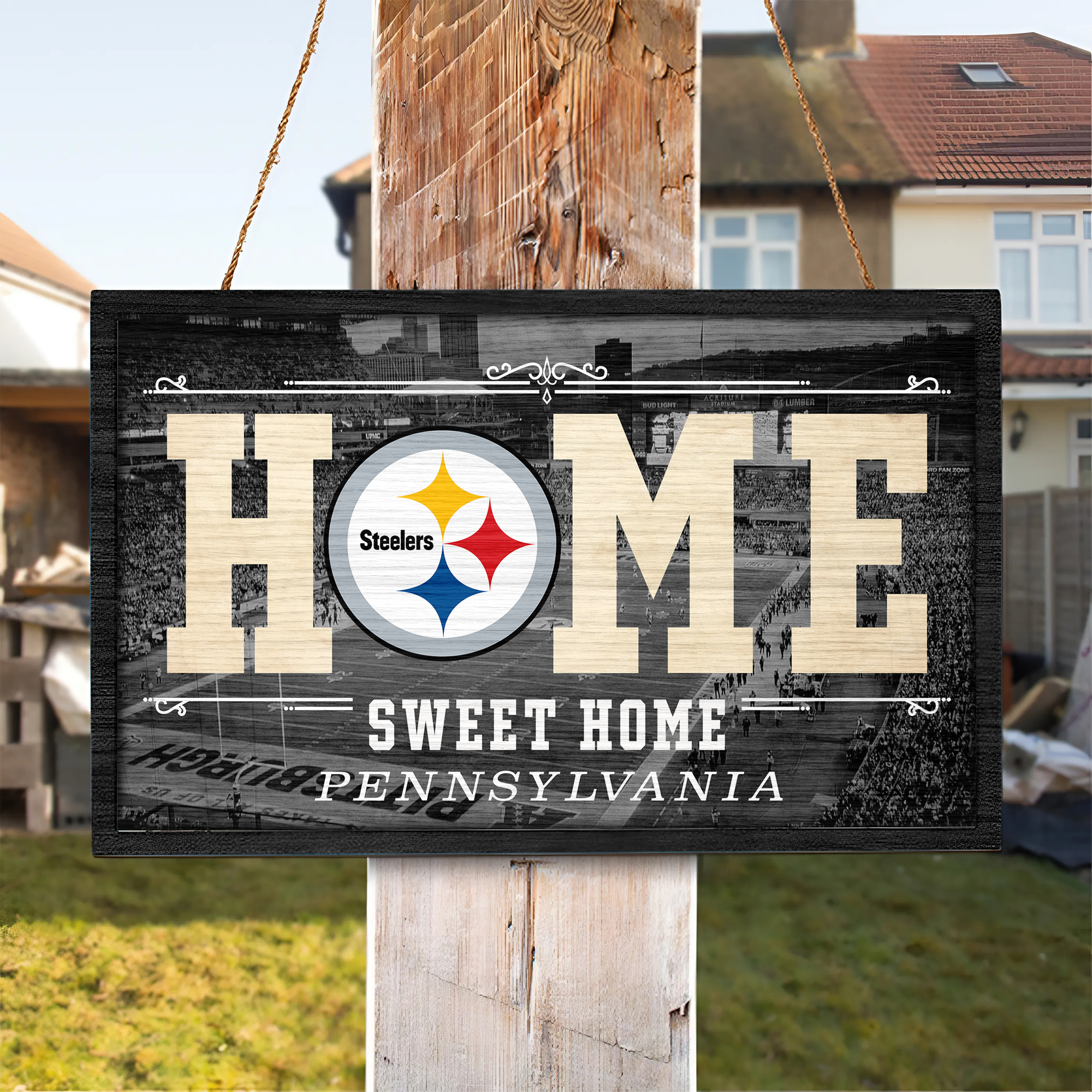 Pittsburgh Steelers Rectangle Wood Sign PT66697