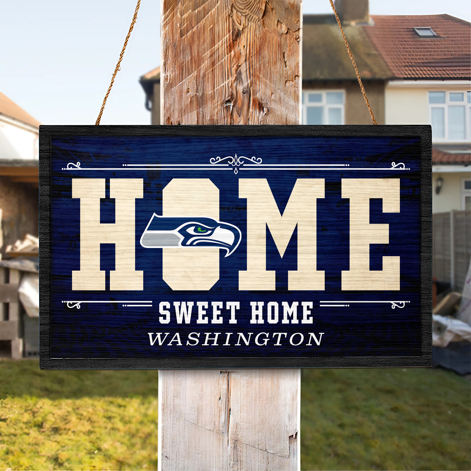 Seattle Seahawks Rectangle Wood Sign PT66699