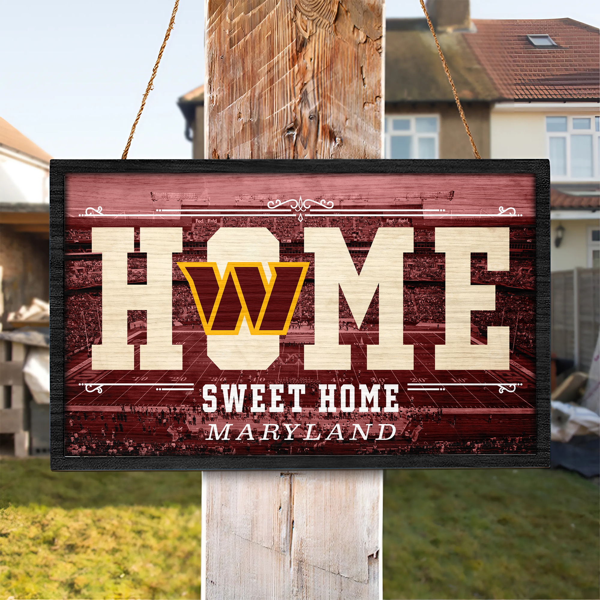 Washington Commanders Rectangle Wood Sign PT66702