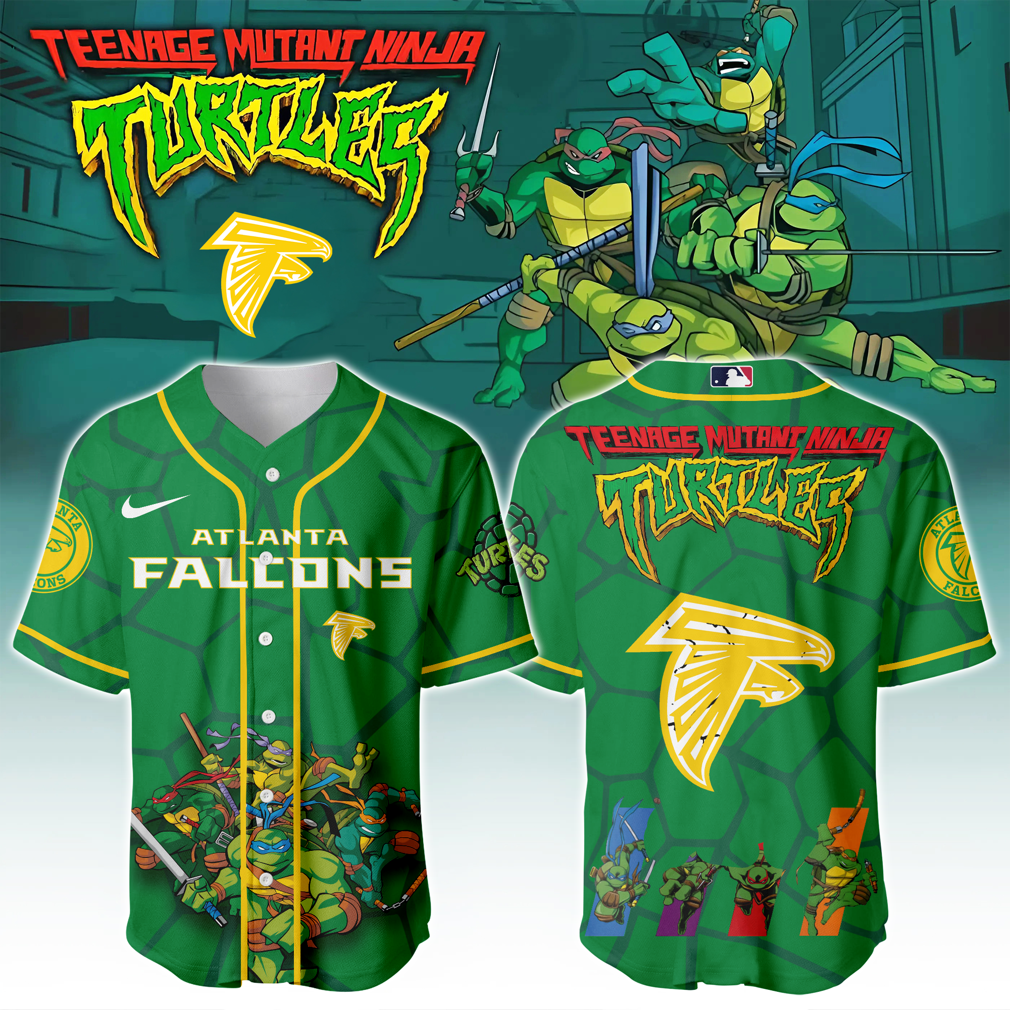Atlanta Falcons X Ninja Turtles Night Game Limited Edition Jersey 2025PT67434
