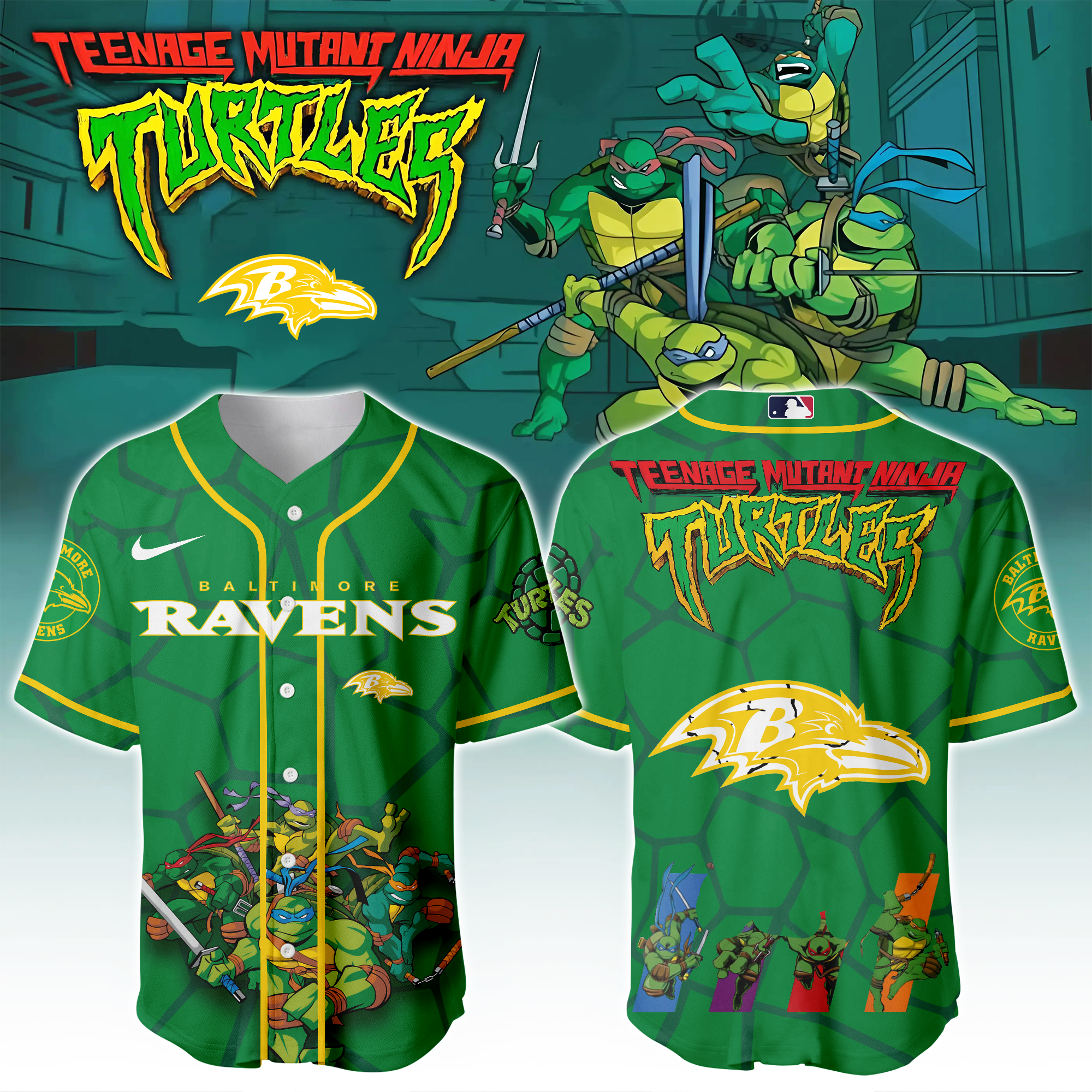 Baltimore Ravens X Ninja Turtles Night Game Limited Edition Jersey 2025PT67435