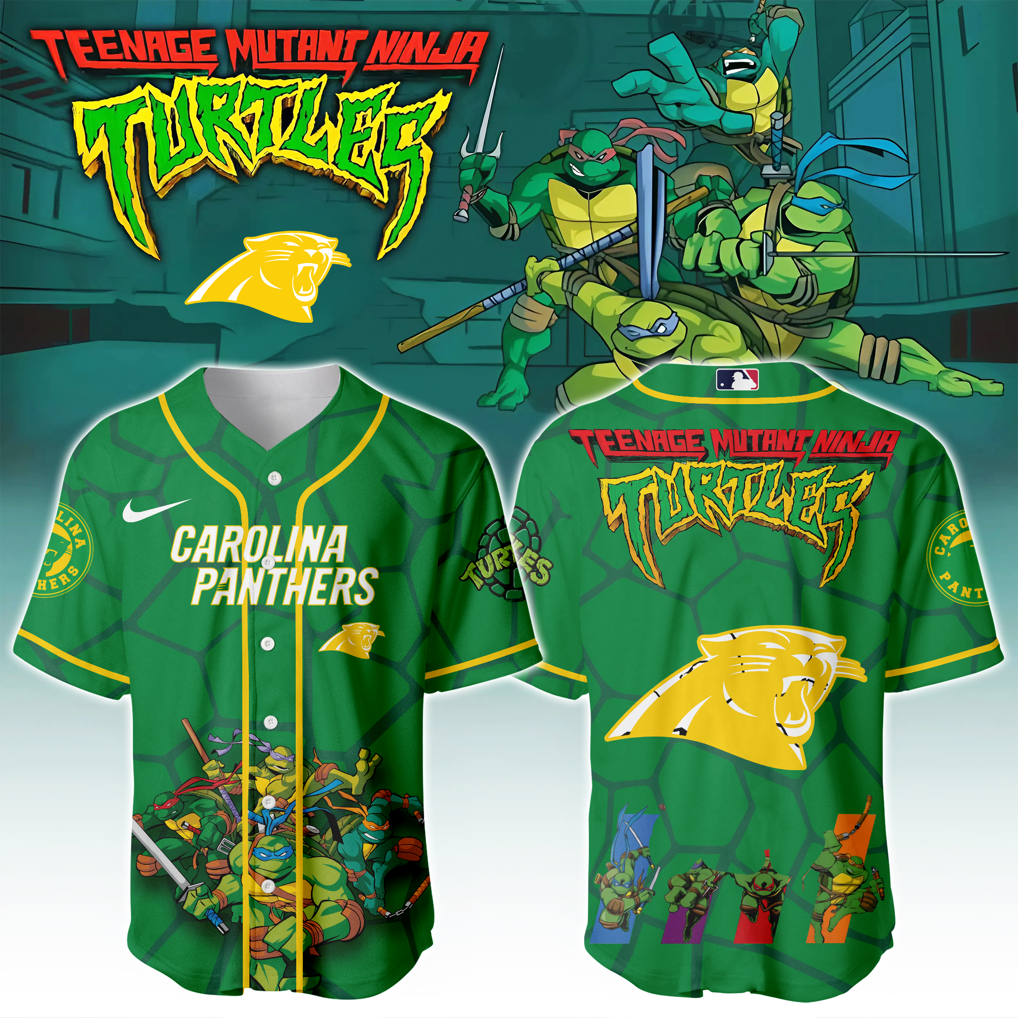 Carolina Panthers X Ninja Turtles Night Game Limited Edition Jersey 2025PT67437