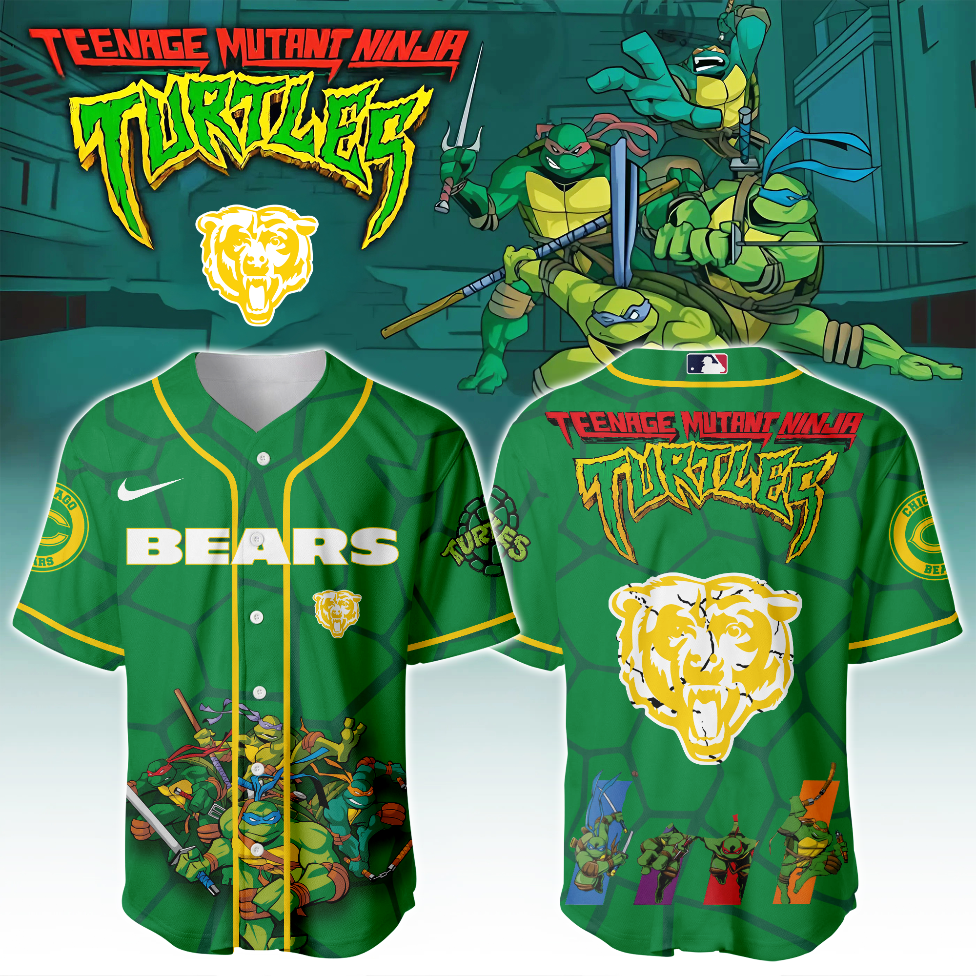 Chicago Bears X Ninja Turtles Night Game Limited Edition Jersey 2025PT67438