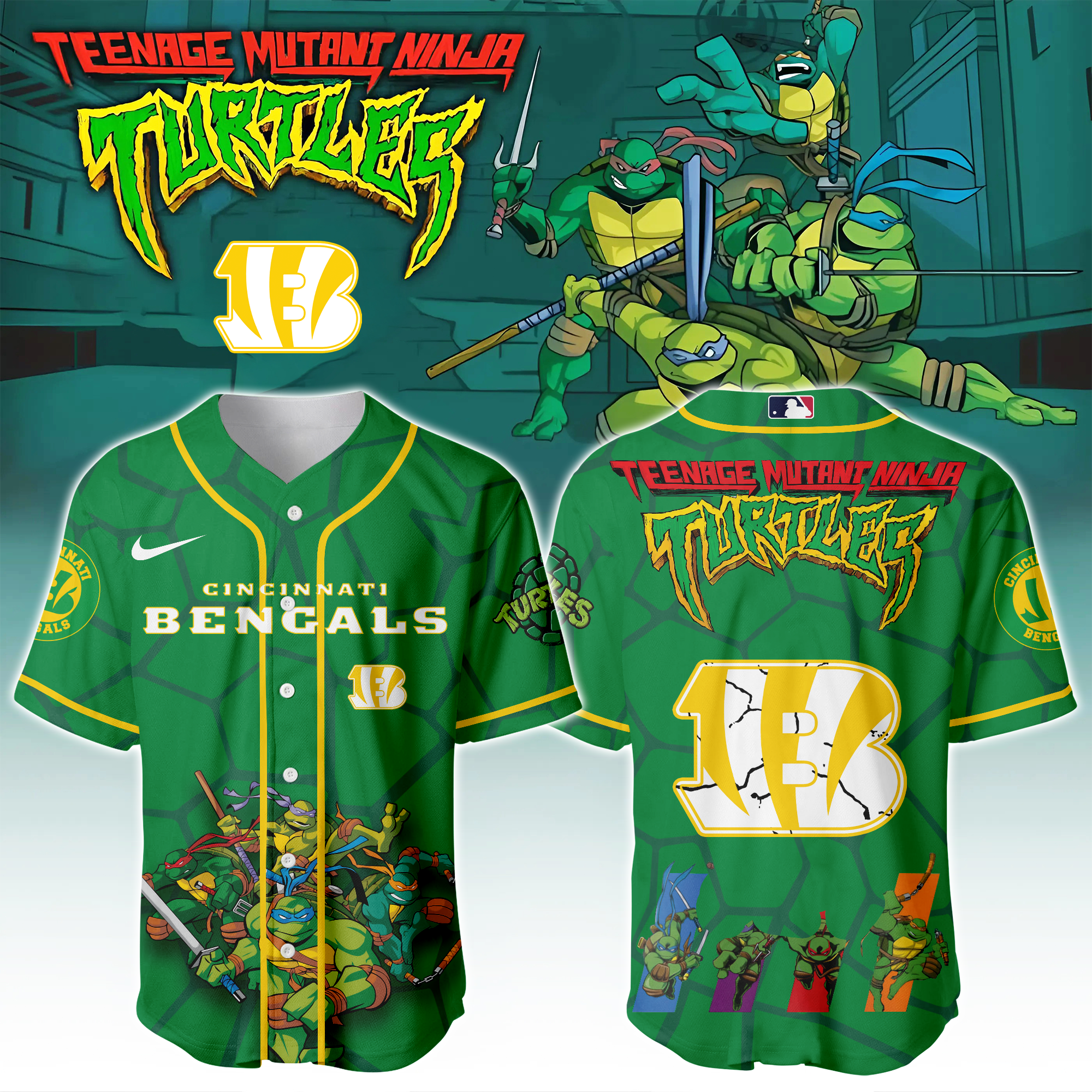 Cincinnati Bengals X Ninja Turtles Night Game Limited Edition Jersey 2025PT67439