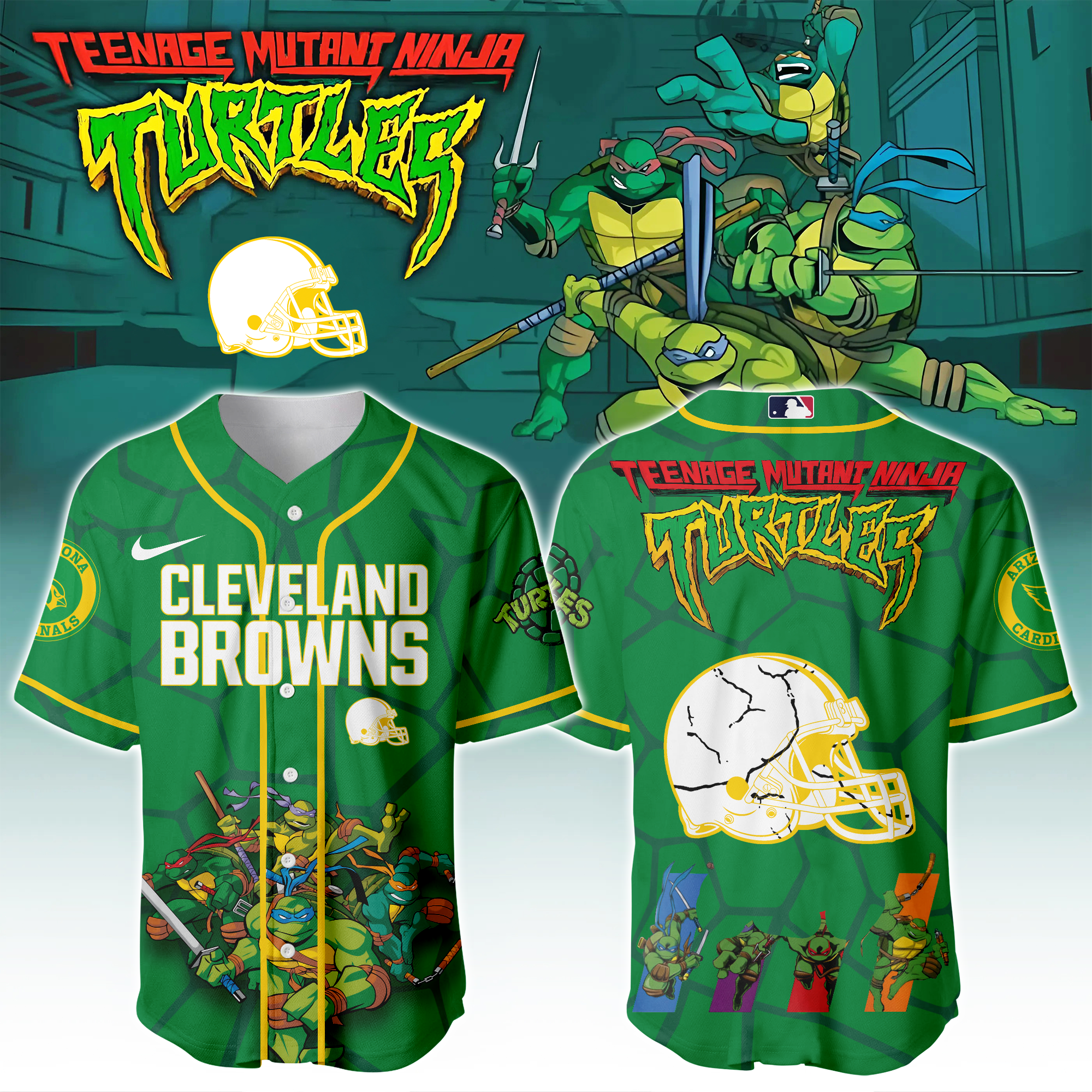 Cleveland Browns X Ninja Turtles Night Game Limited Edition Jersey 2025PT67440