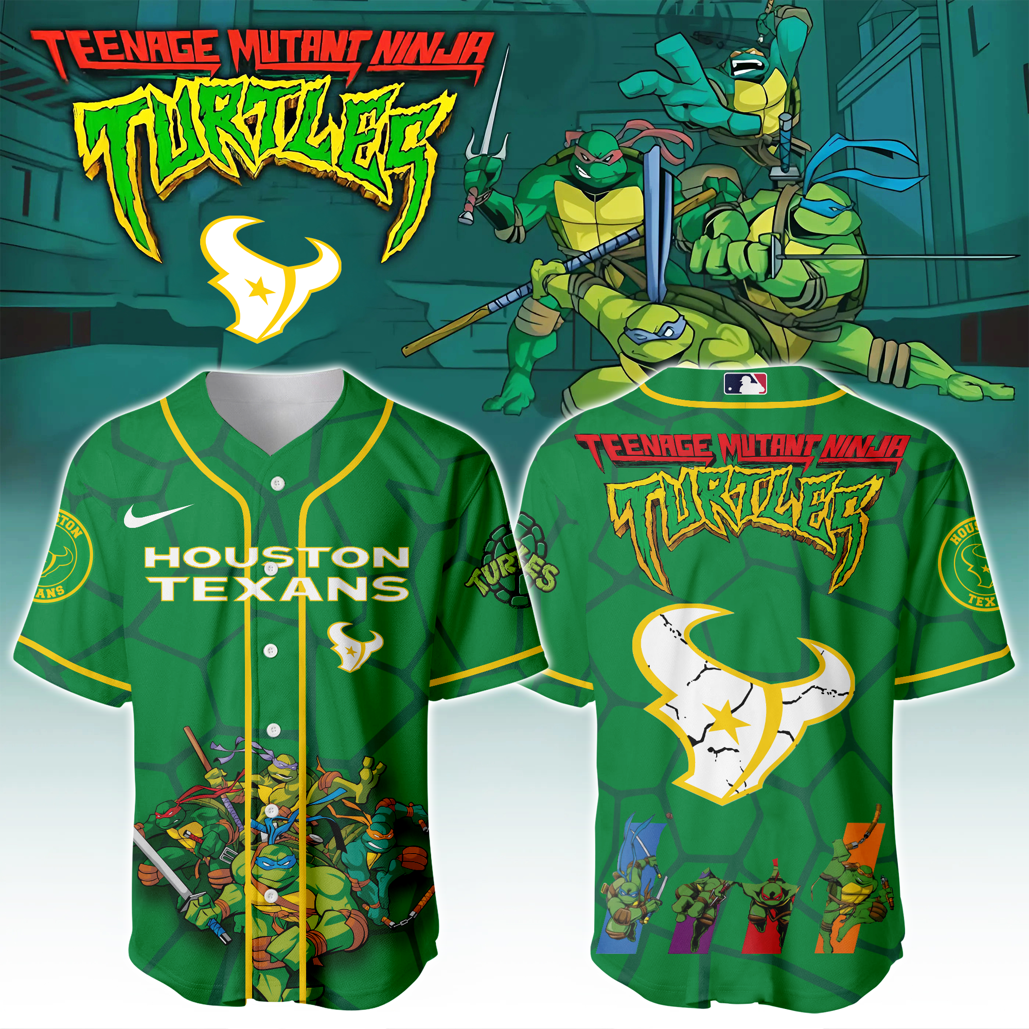 Houston Texans X Ninja Turtles Night Game Limited Edition Jersey 2025PT67445