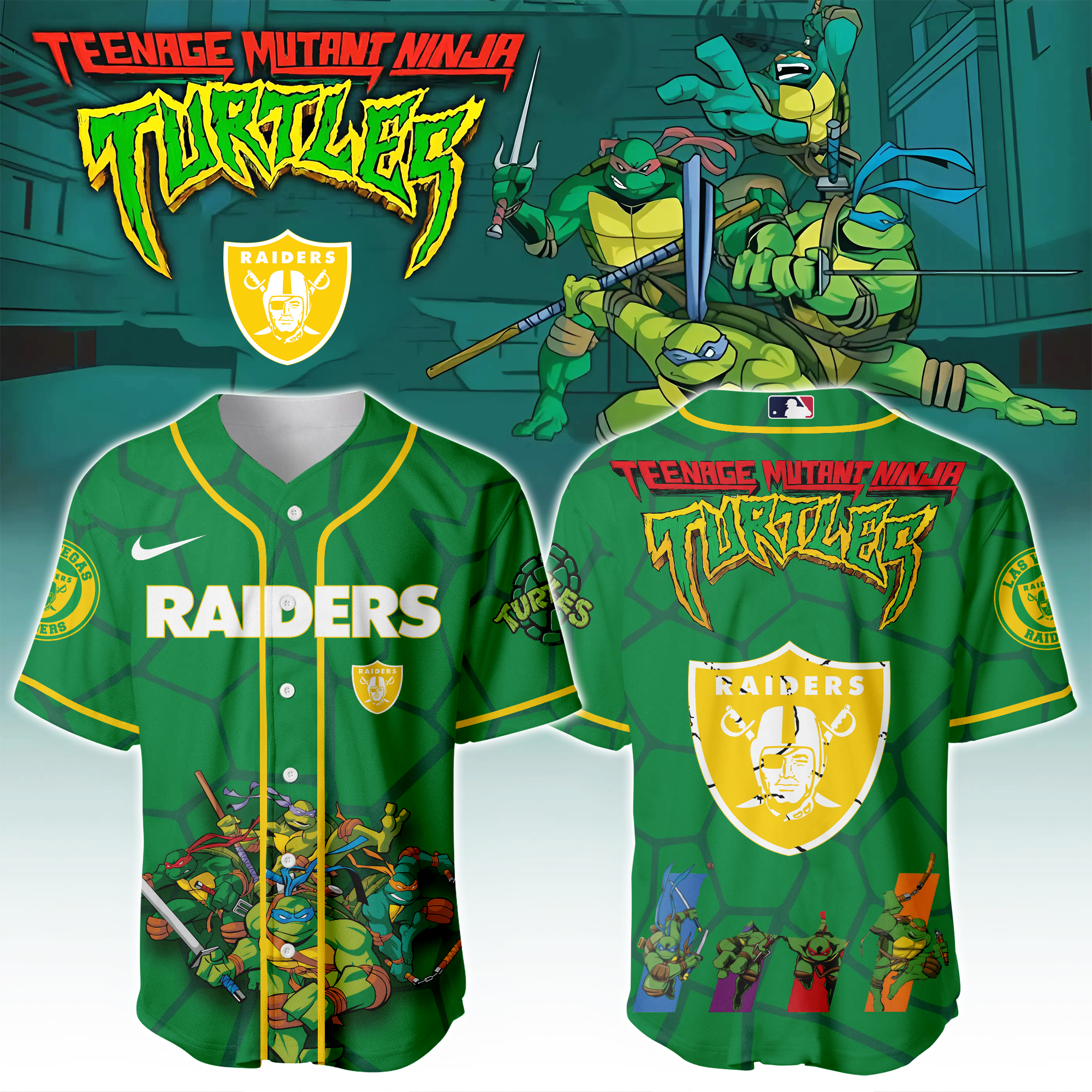 Las Vegas Raiders X Ninja Turtles Night Game Limited Edition Jersey 2025PT67449