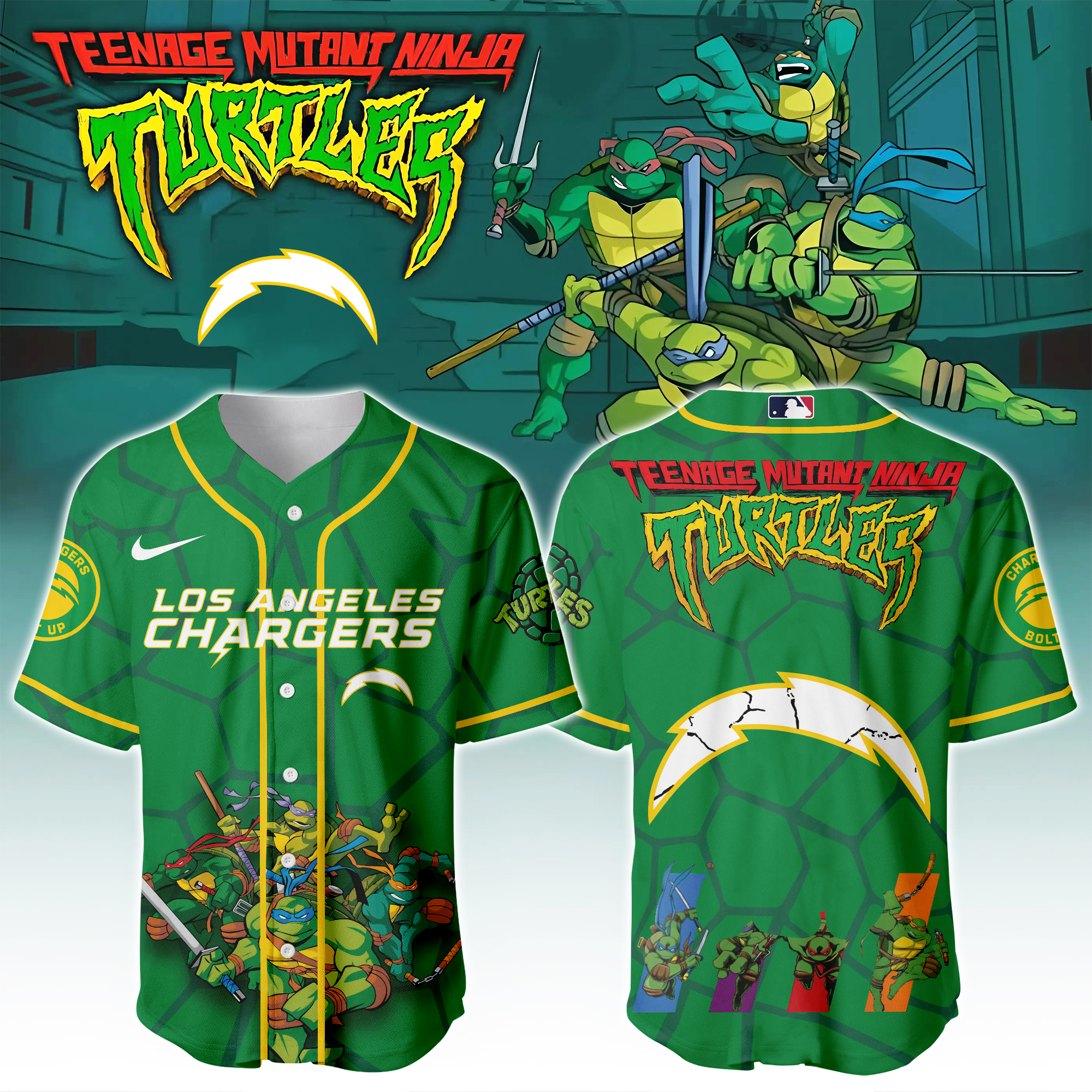 Los Angeles Chargers X Ninja Turtles Night Game Limited Edition Jersey 2025PT67450