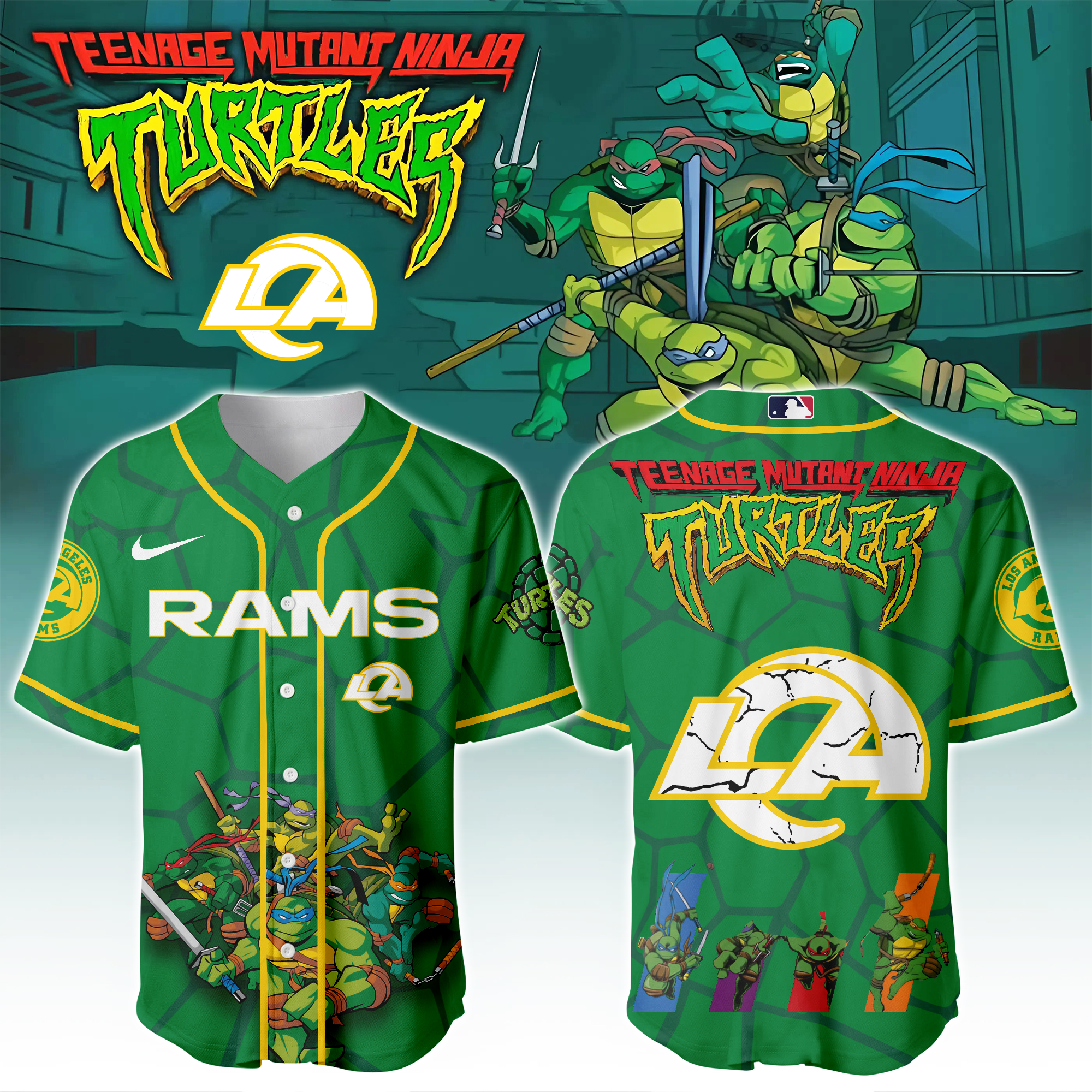 Los Angeles Rams X Ninja Turtles Night Game Limited Edition Jersey 2025PT67451