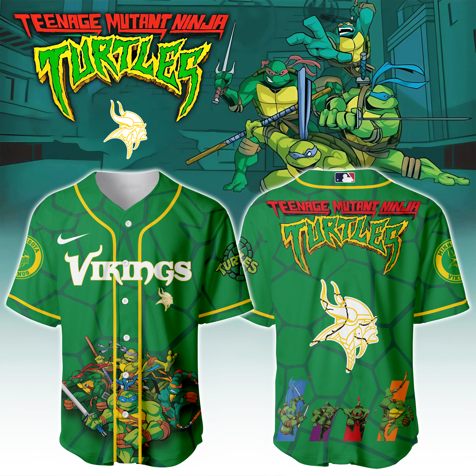 Minnesota Vikings X Ninja Turtles Night Game Limited Edition Jersey 2025PT67453