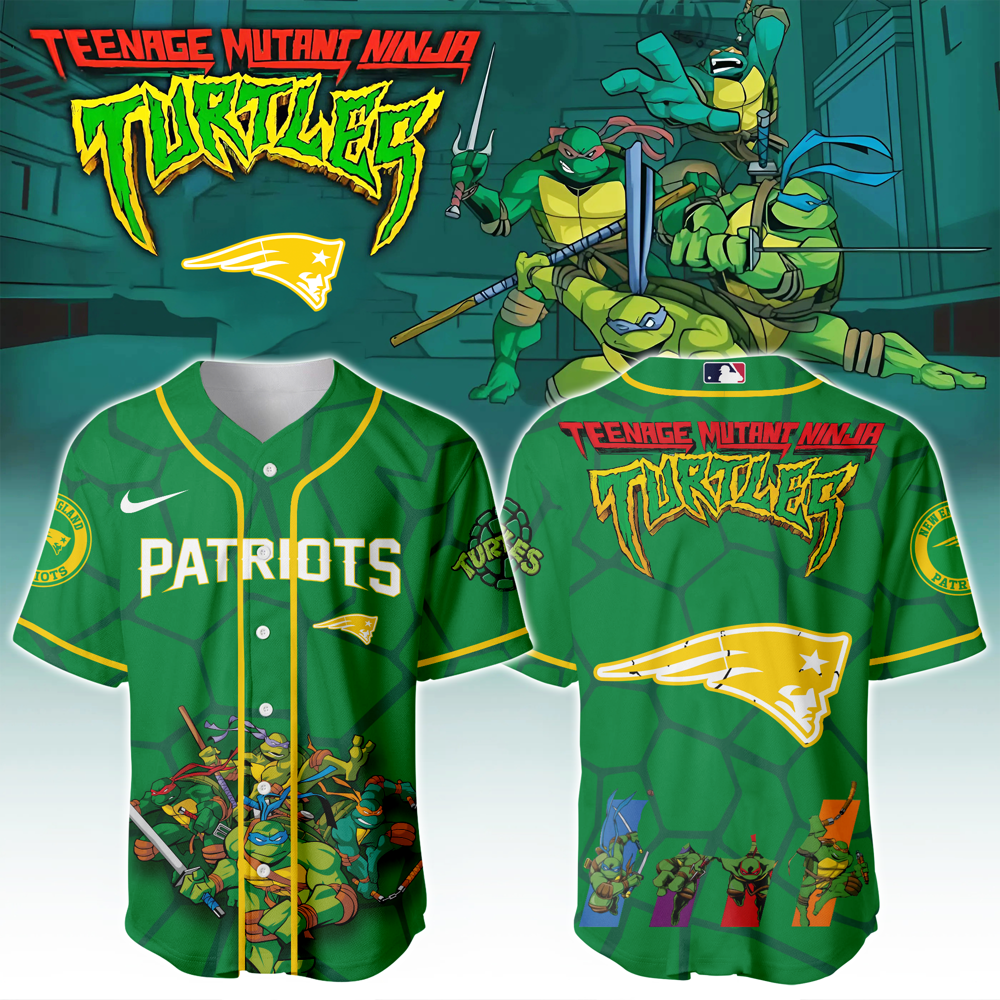 New England Patriots X Ninja Turtles Night Game Limited Edition Jersey 2025PT67454