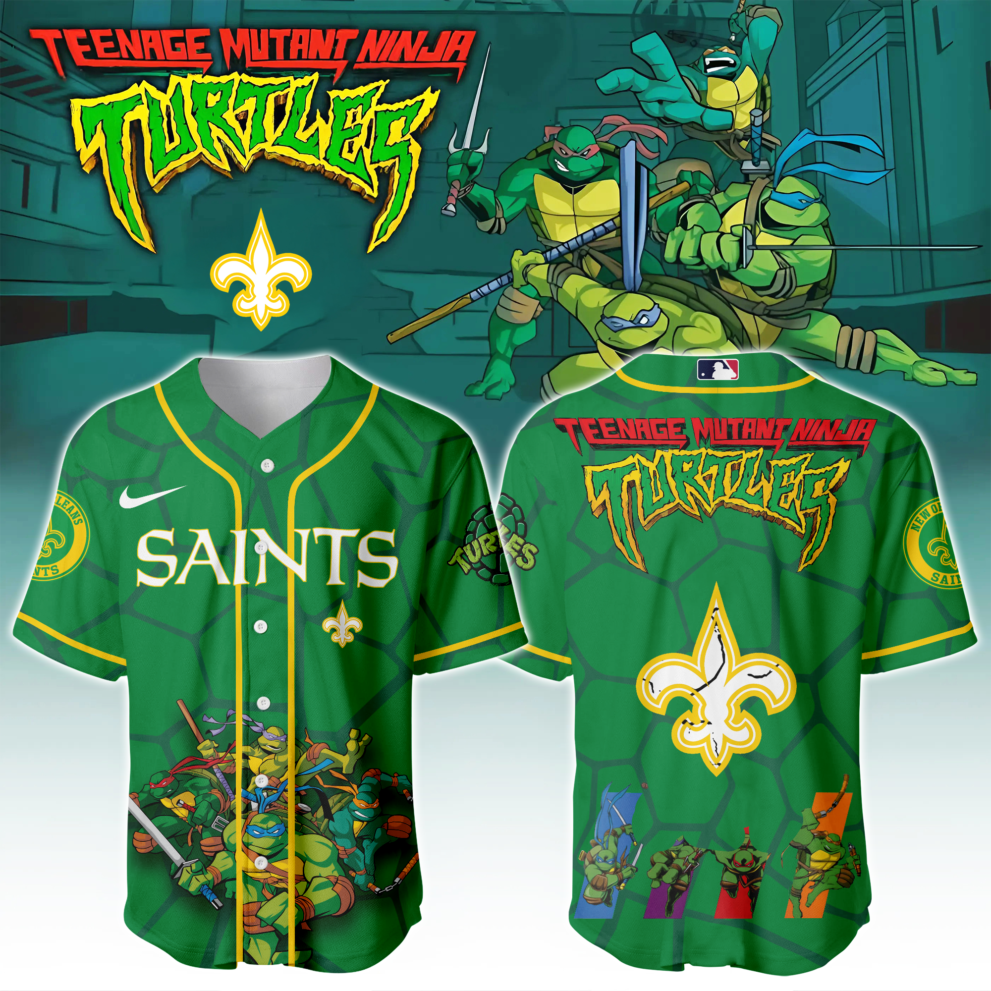 New Orleans Saints X Ninja Turtles Night Game Limited Edition Jersey 2025PT67455