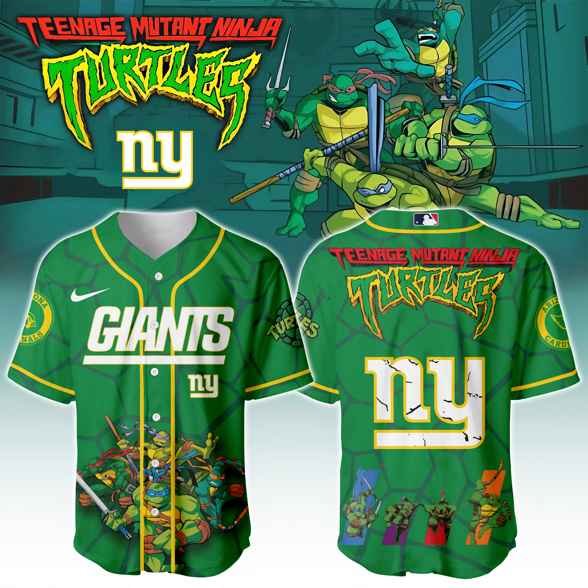 New York Giants X Ninja Turtles Night Game Limited Edition Jersey 2025PT67456