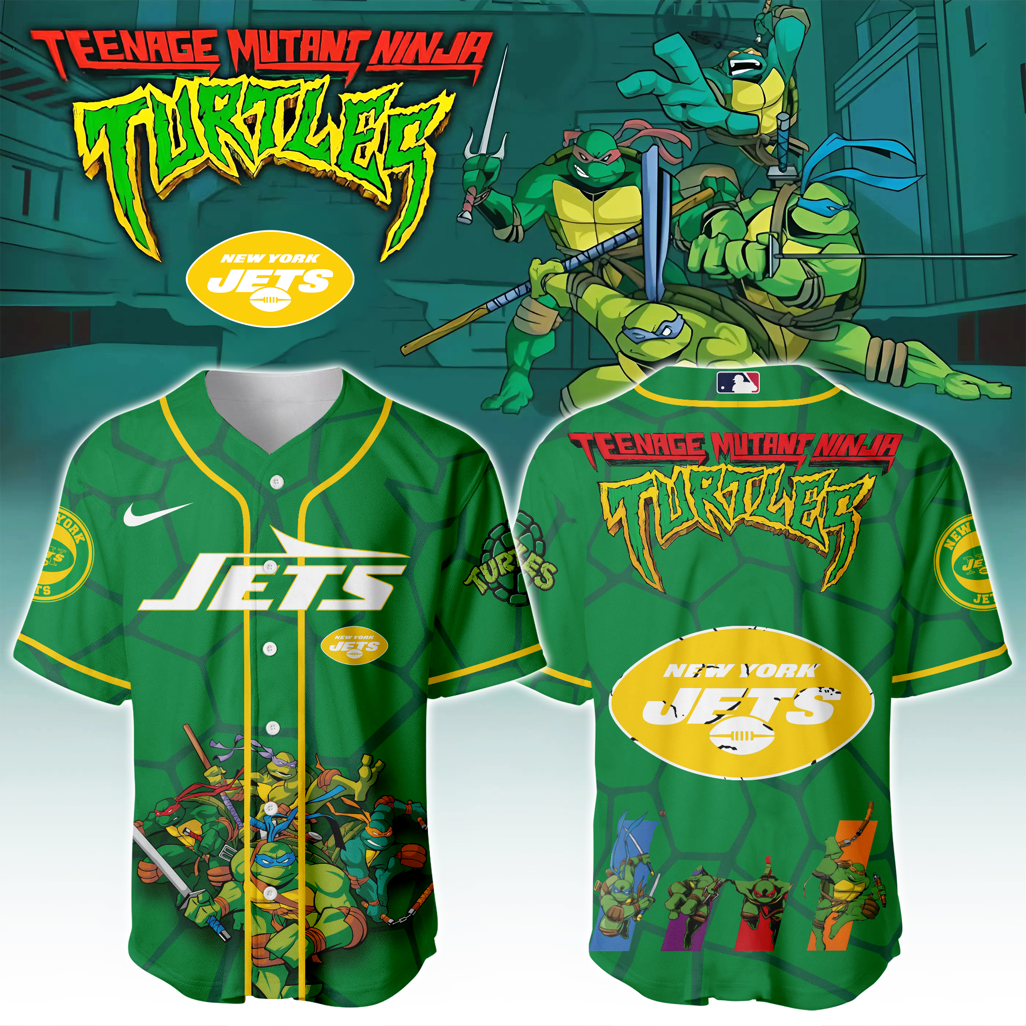 New York Jets X Ninja Turtles Night Game Limited Edition Jersey 2025PT67457