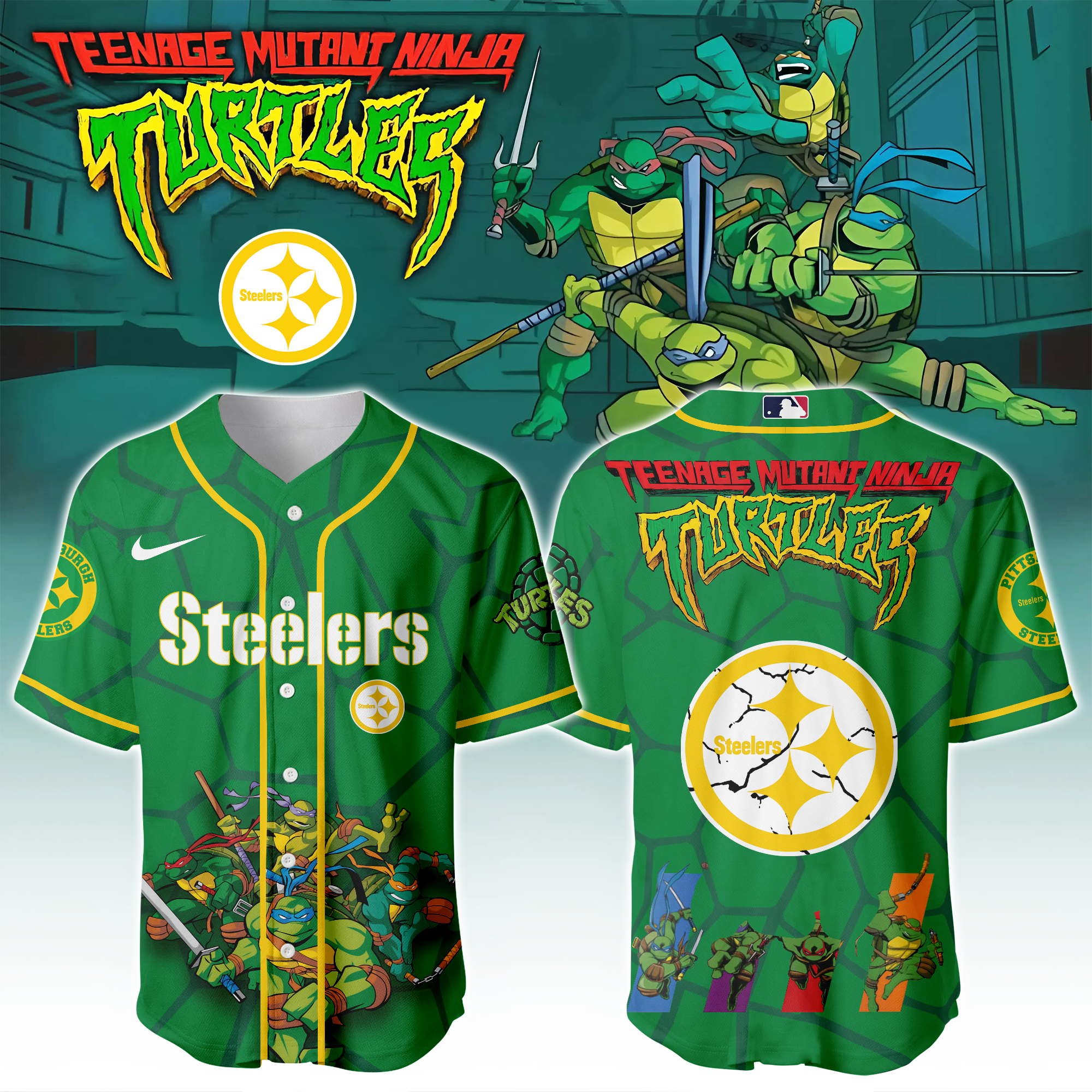 Pittsburgh Steelers X Ninja Turtles Night Game Limited Edition Jersey 2025PT67459