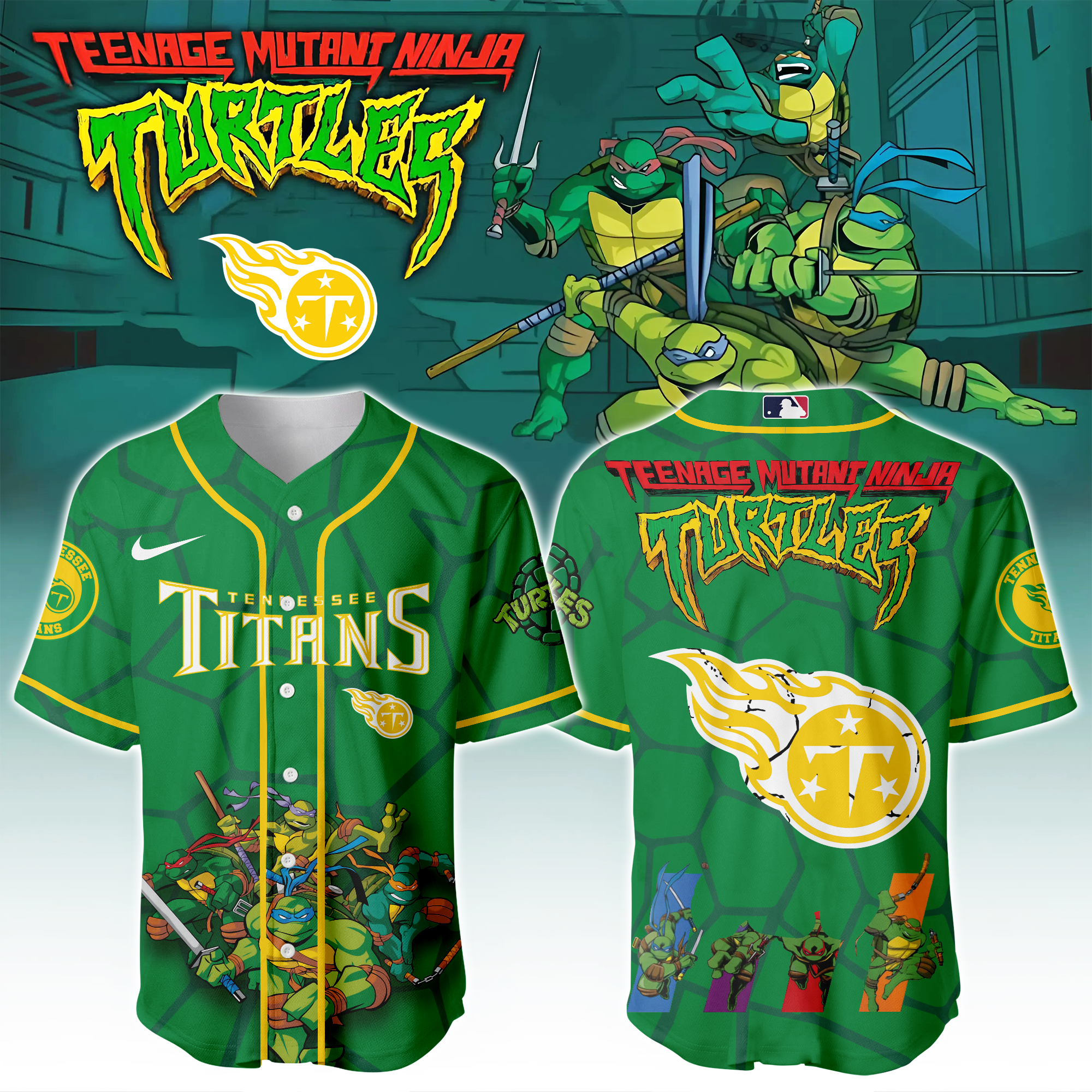 Tennessee Titans X Ninja Turtles Night Game Limited Edition Jersey 2025PT67463