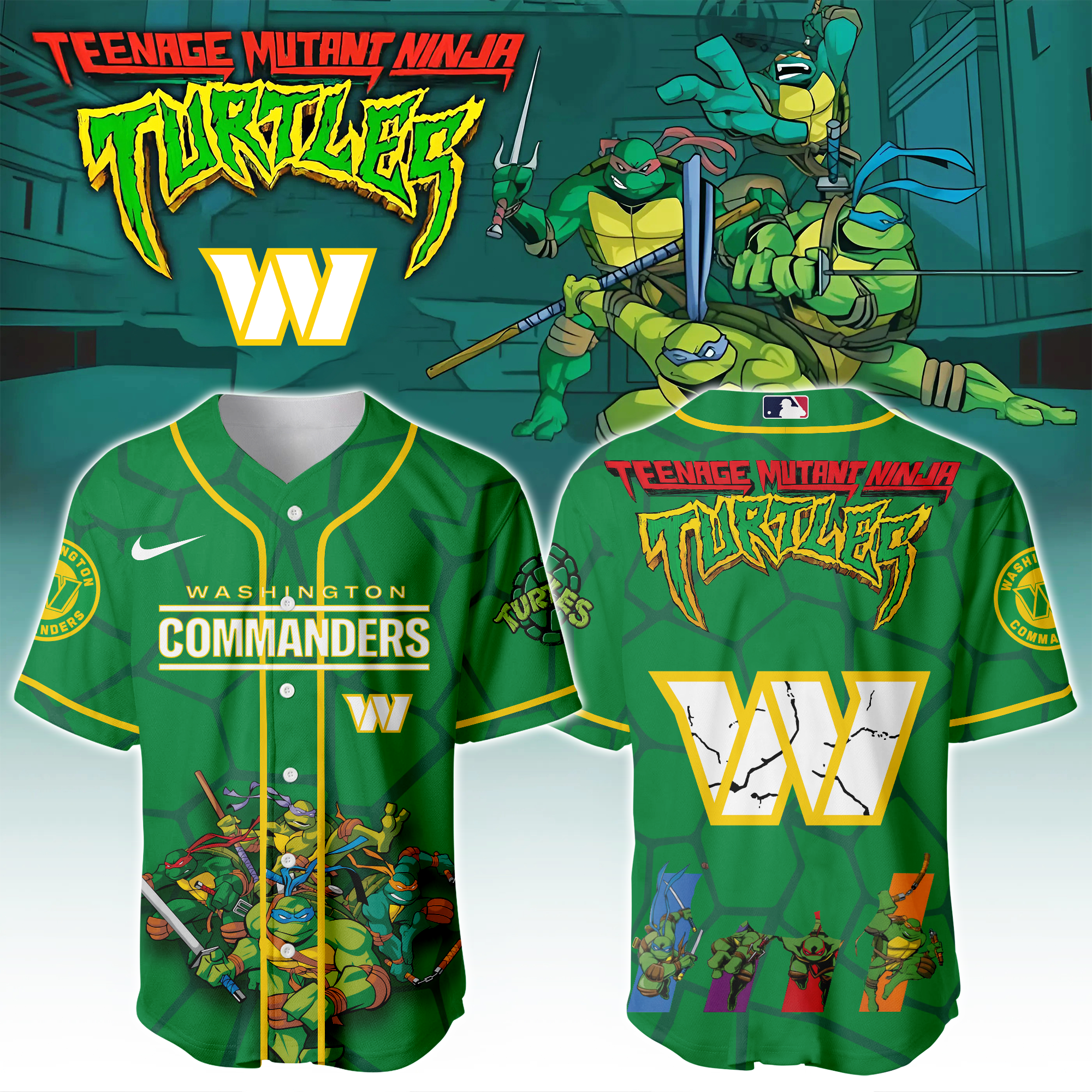 Washington Commanders X Ninja Turtles Night Game Limited Edition Jersey 2025PT67464