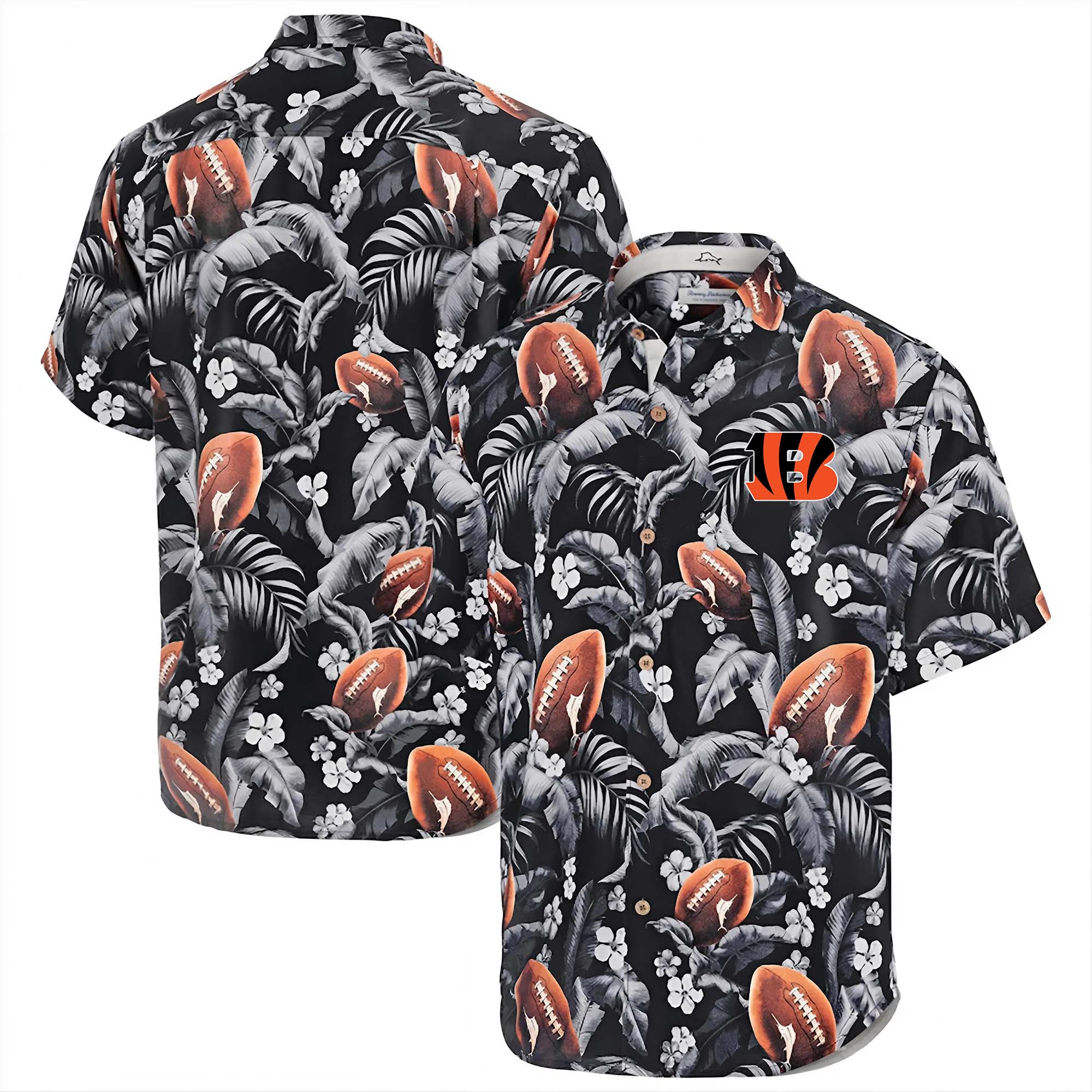 Cincinnati Bengals Hawaii Tommy Bahama Veracruz Cay First Down Blooms Button PT68033