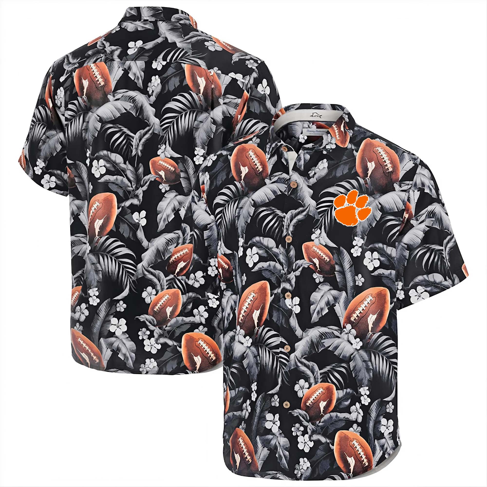 Clemson Tigers Hawaii Tommy Bahama Veracruz Cay First Down Blooms Button PT68073