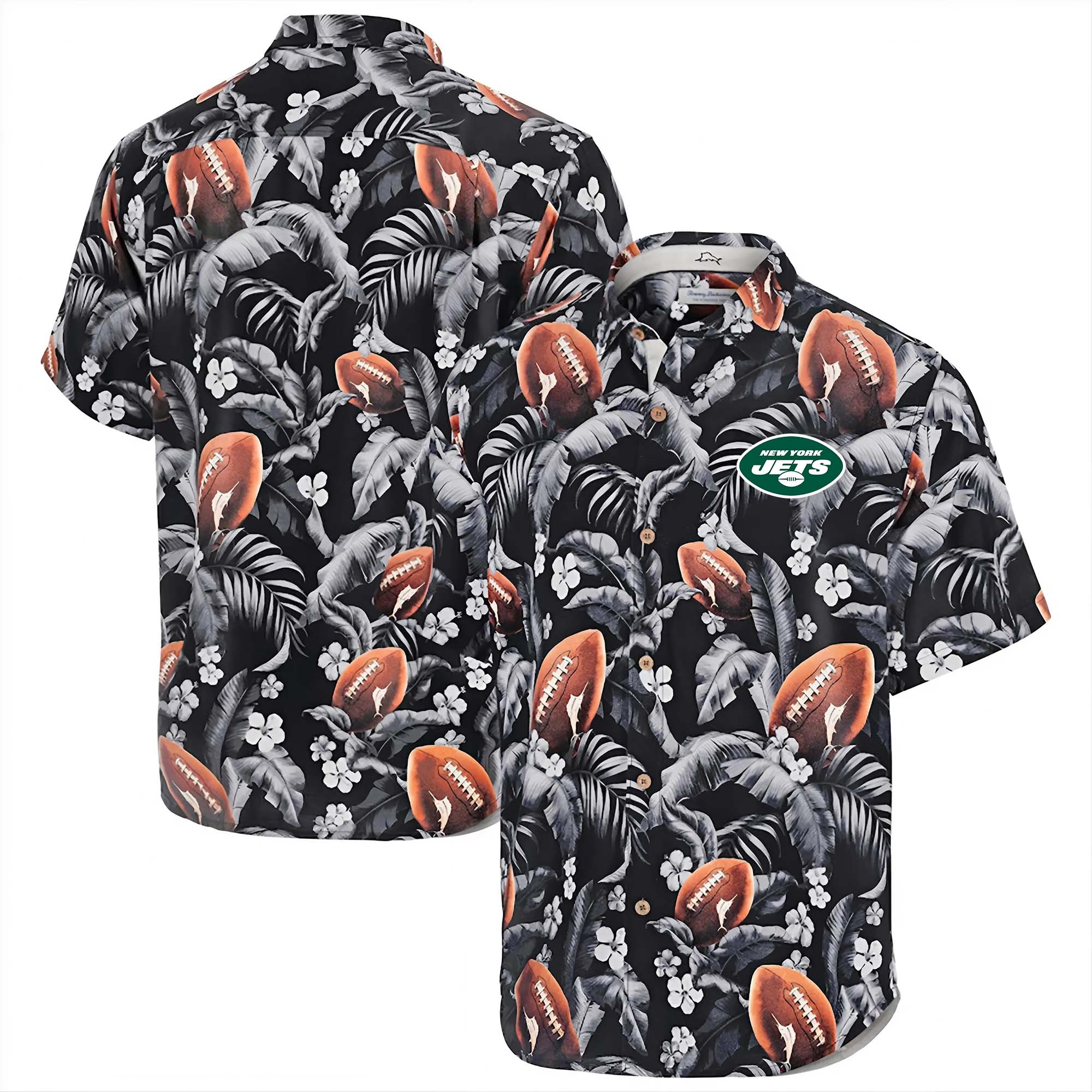New York Jets Hawaii Tommy Bahama Veracruz Cay First Down Blooms Button PT68059