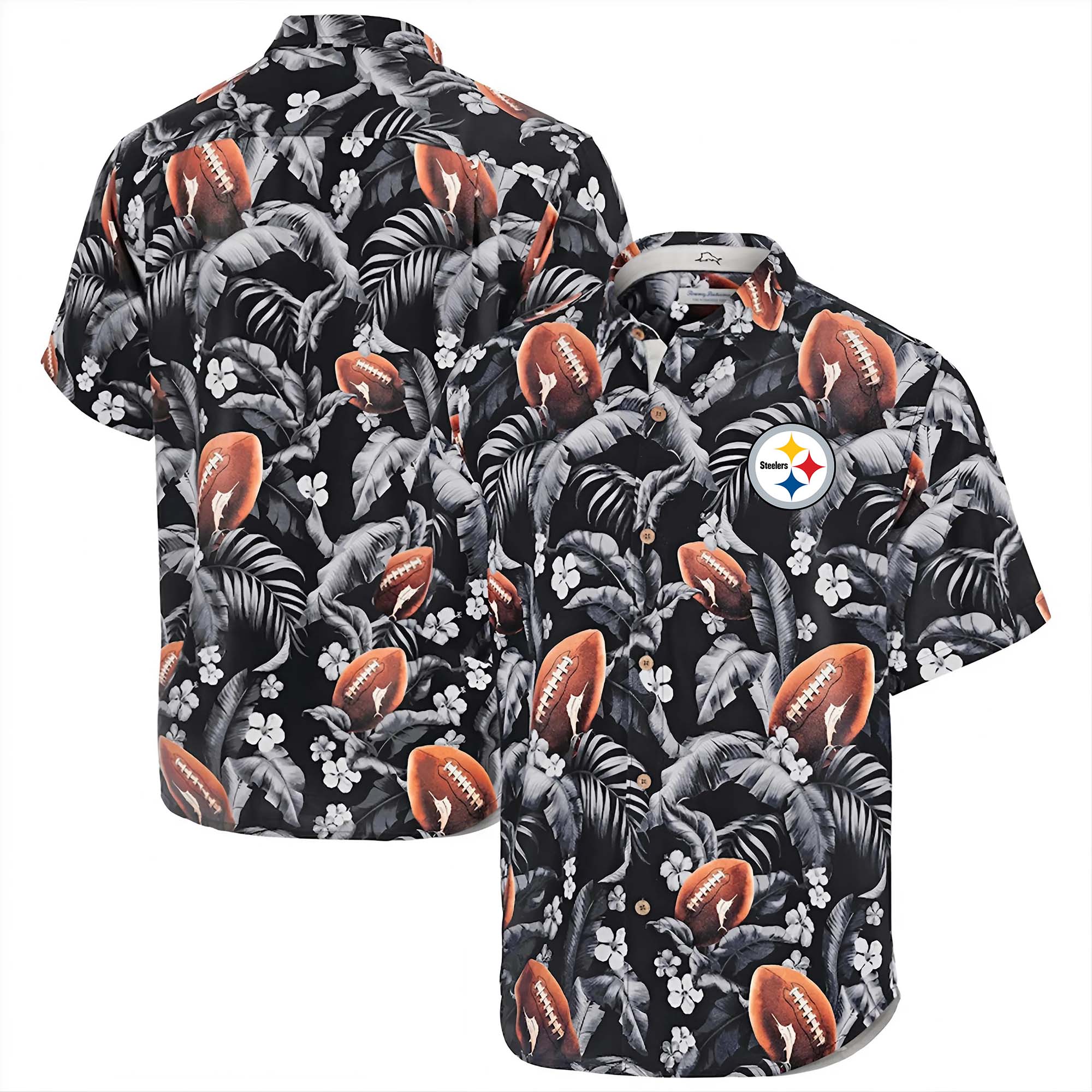 Pittsburgh Steelers Hawaii Tommy Bahama Veracruz Cay First Down Blooms Button PT68062