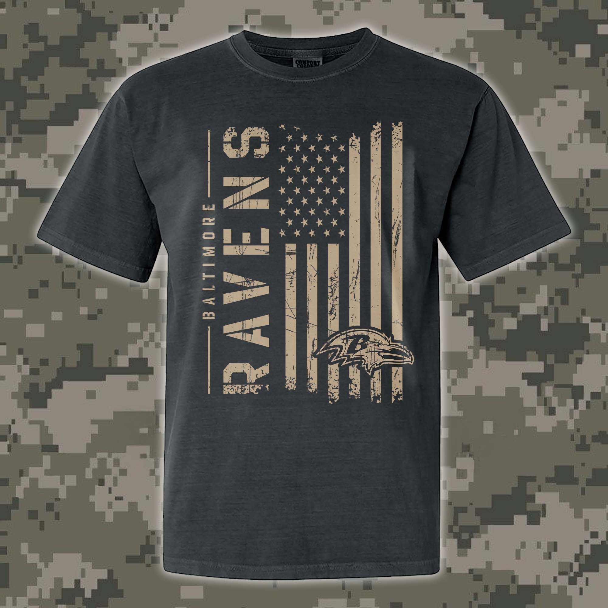 Baltimore Ravens T-shirt Colosseum OHT Military Appreciation Flag PT68186
