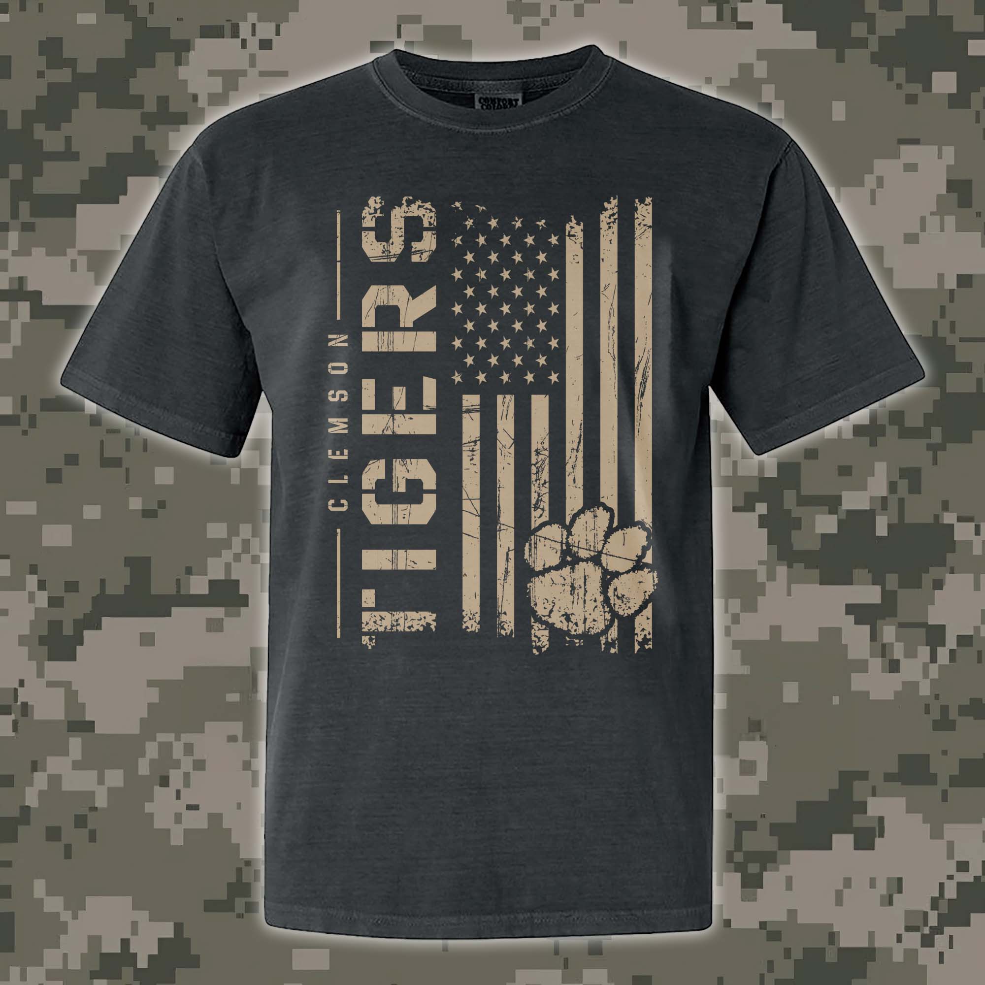 Clemson Tigers T-shirt Colosseum OHT Military Appreciation Flag PT68159