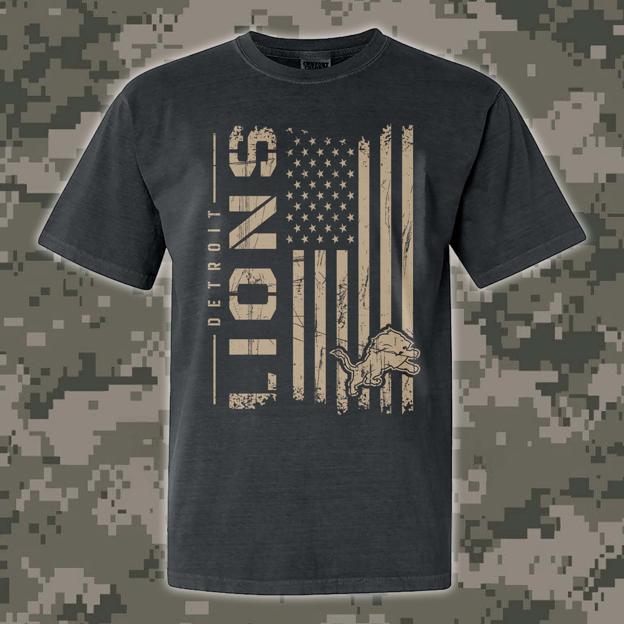 Detroit Lions T-shirt Colosseum OHT Military Appreciation Flag PT68194