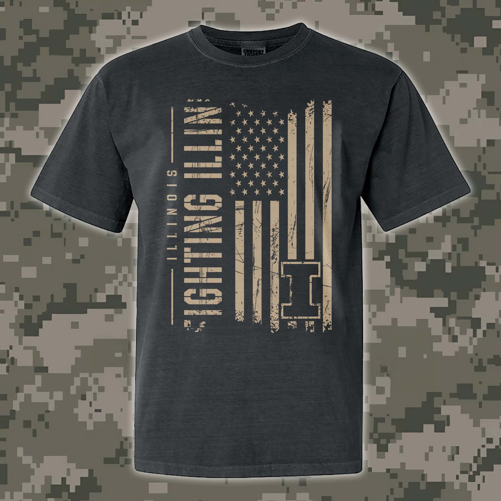 Illinois Fighting Illini T-shirt Colosseum OHT Military Appreciation Flag PT68162