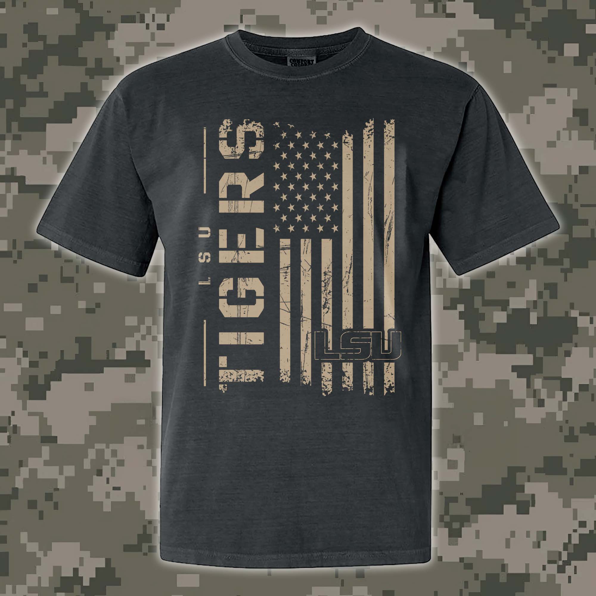 LSU Tigers T-shirt Colosseum OHT Military Appreciation Flag PT68166