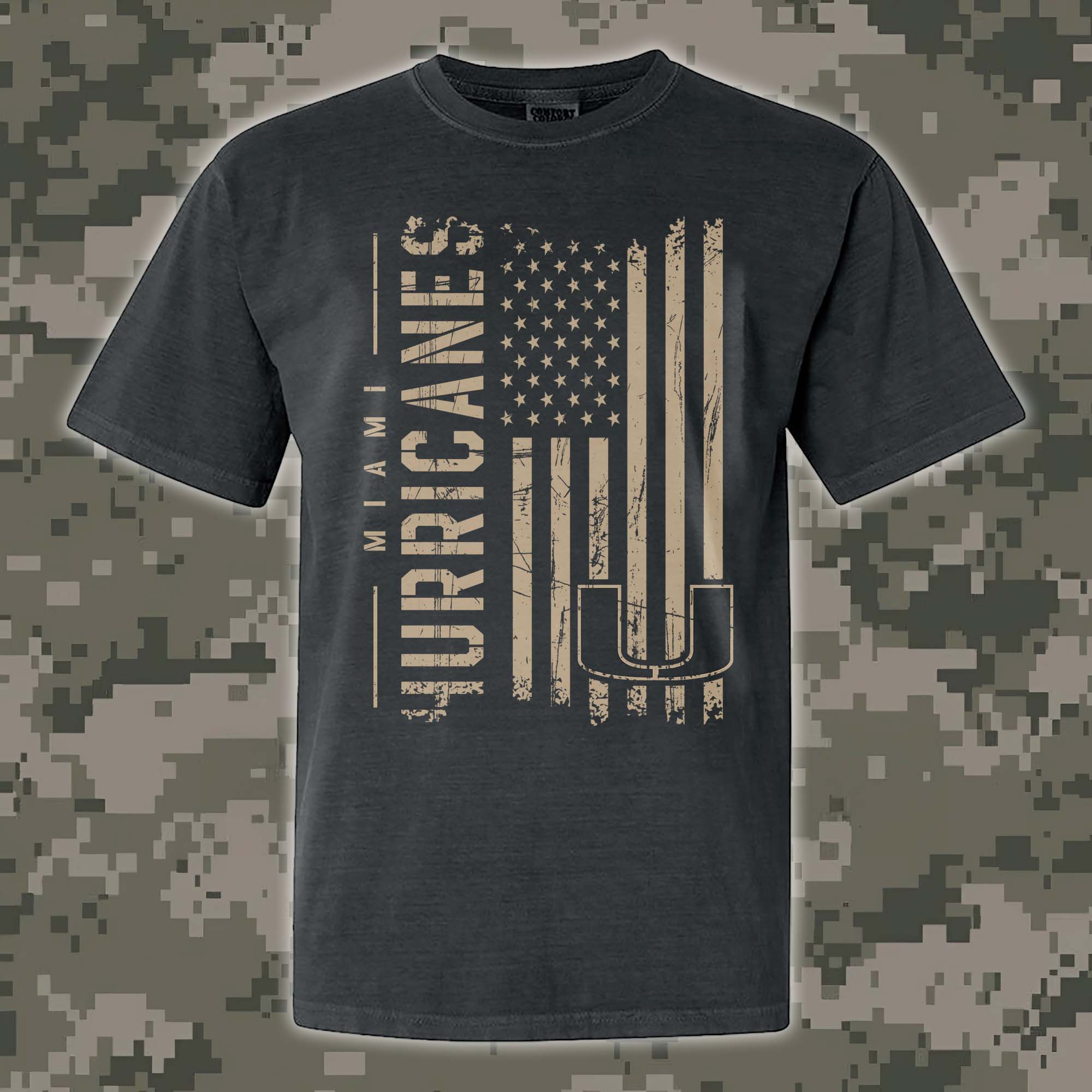 Miami Hurricanes T-shirt Colosseum OHT Military Appreciation Flag PT68168