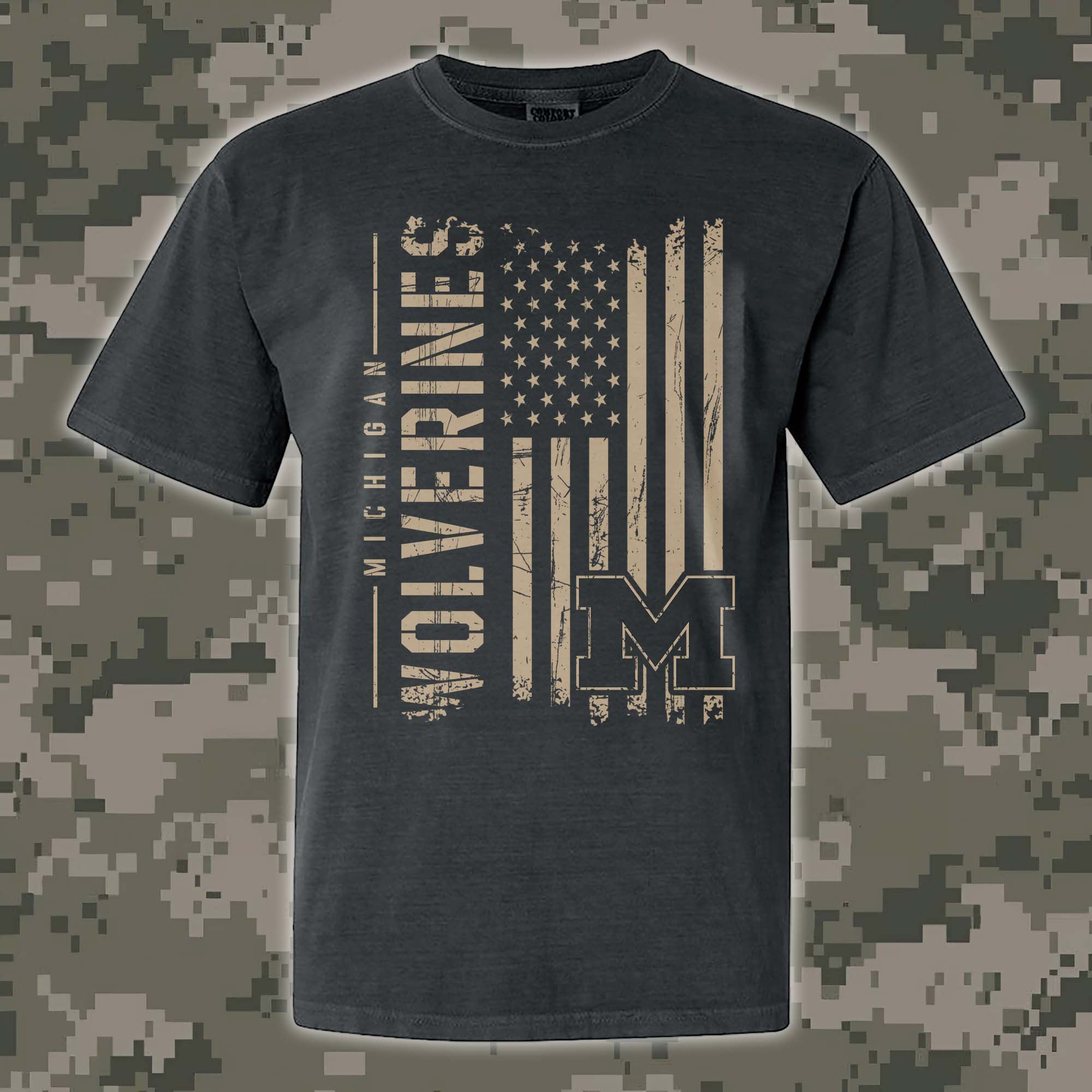 Michigan Wolverines T-shirt Colosseum OHT Military Appreciation Flag PT68169