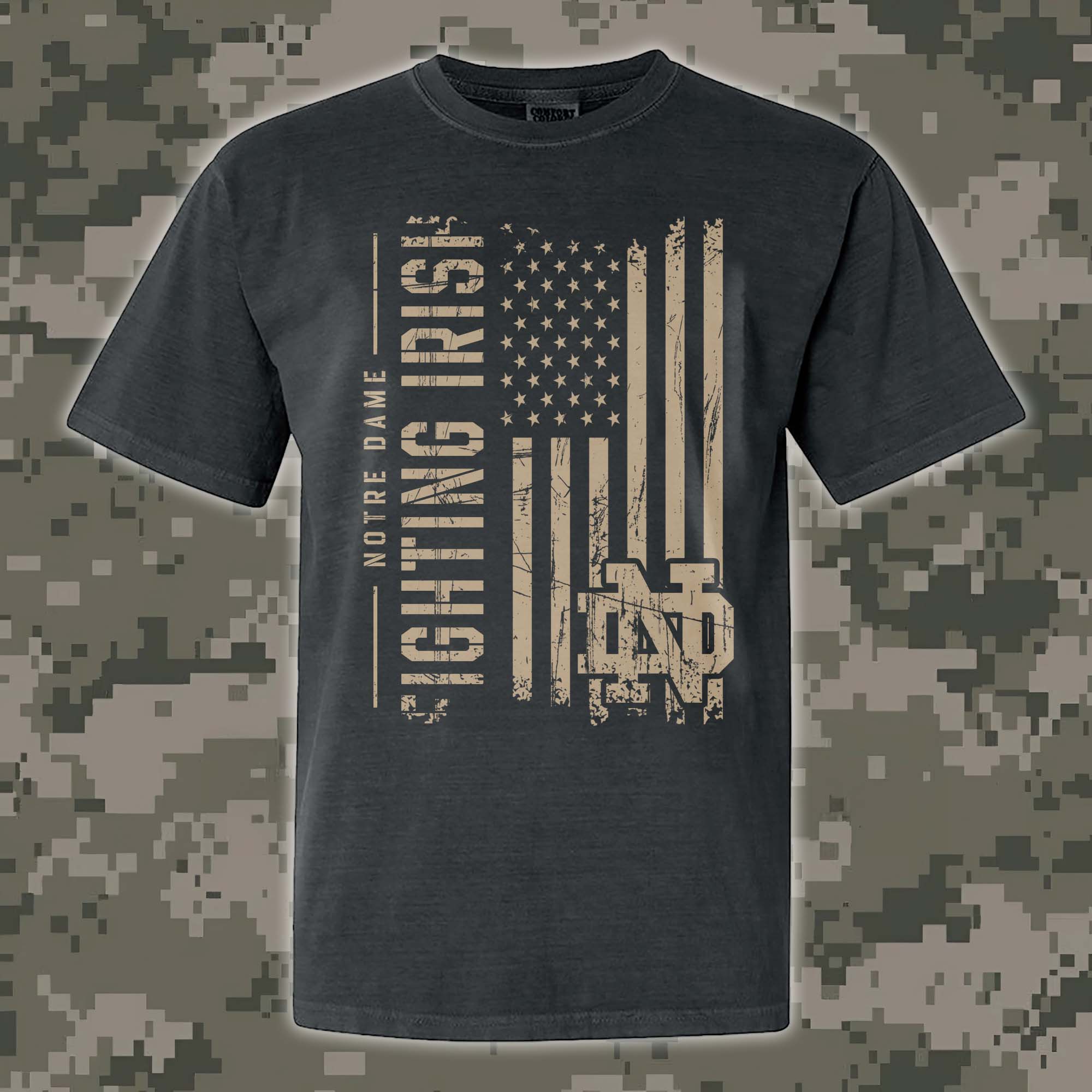Notre Dame Fighting Irish T-shirt Colosseum OHT Military Appreciation Flag PT68171